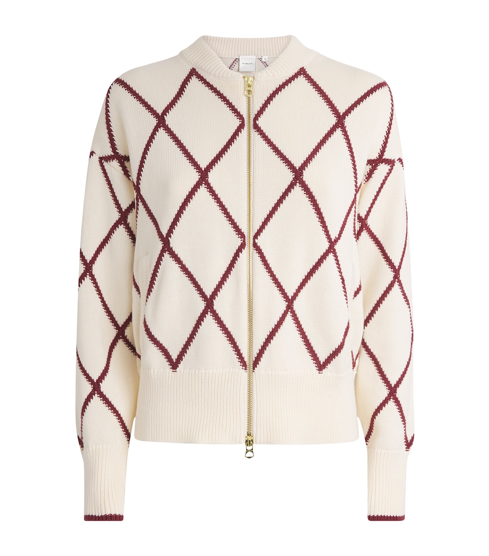 Varley Womens Nile Zip-Up Cardigan Ivory / Port