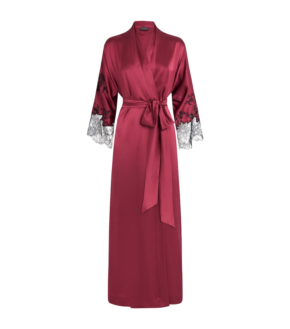 Carine Gilson Womens Silk Long Hanae Robe Rubis Red