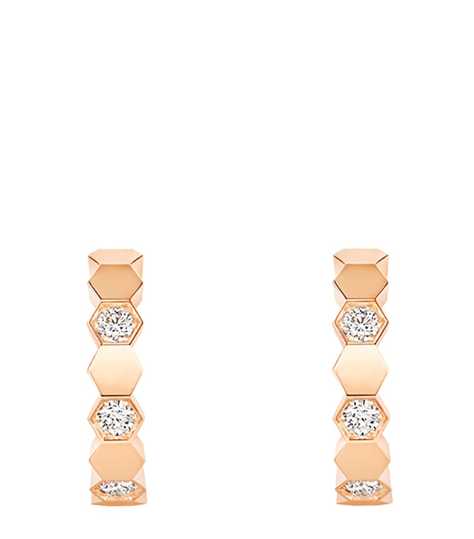 Rose Gold and Diamond Bee de Chaumet Hoop Earrings