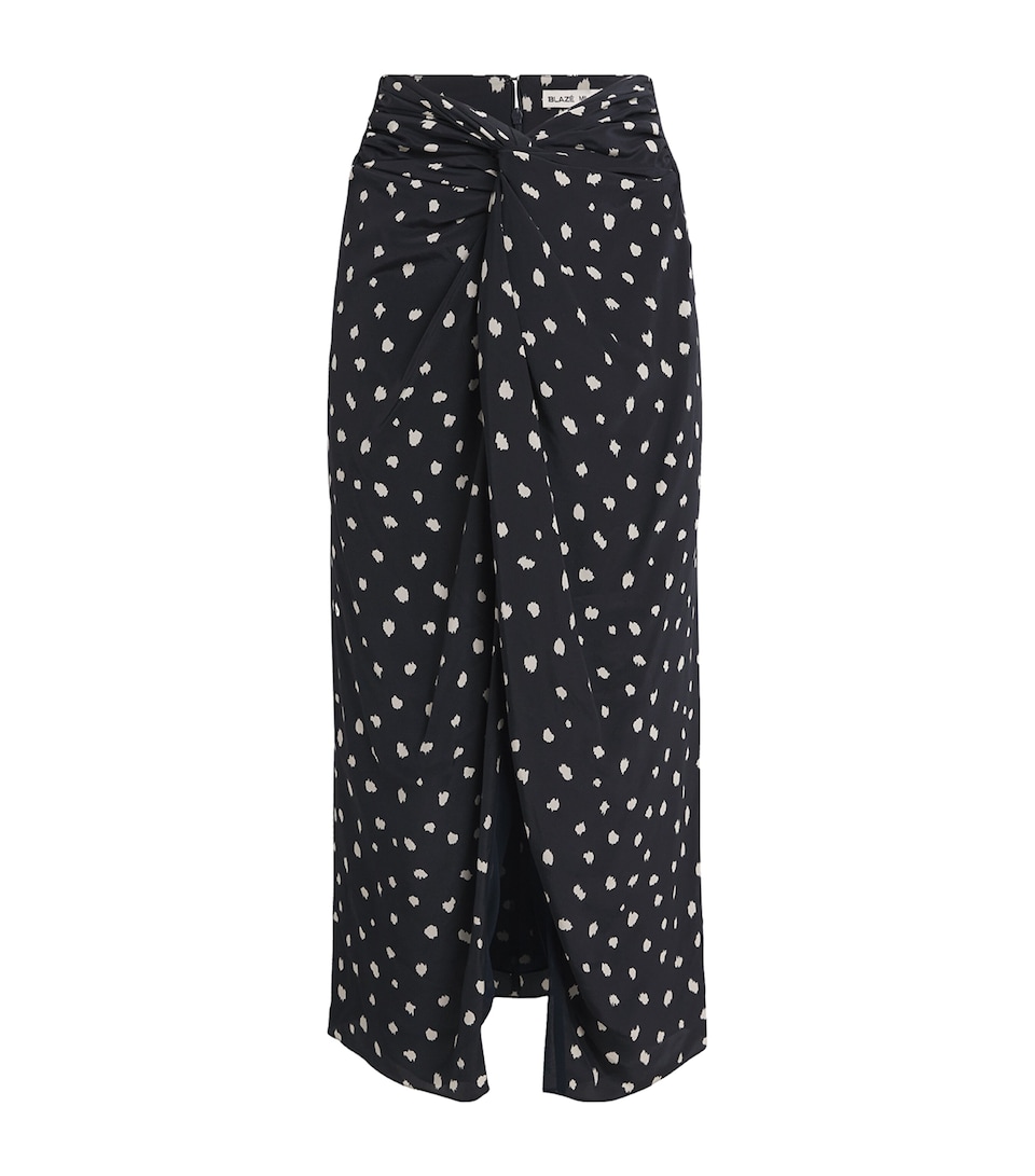 Silk Ruched Mariquita Midi Skirt