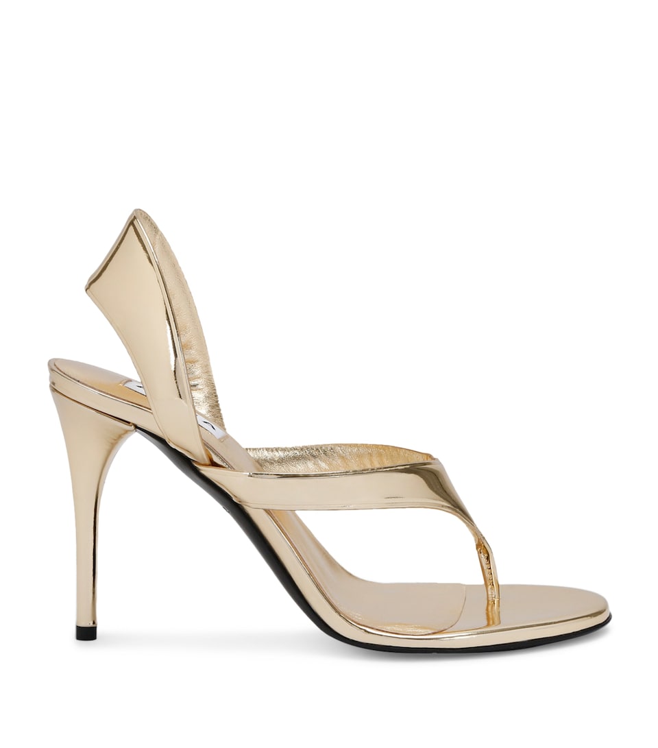 Leather Tong Heeled Sandals 90