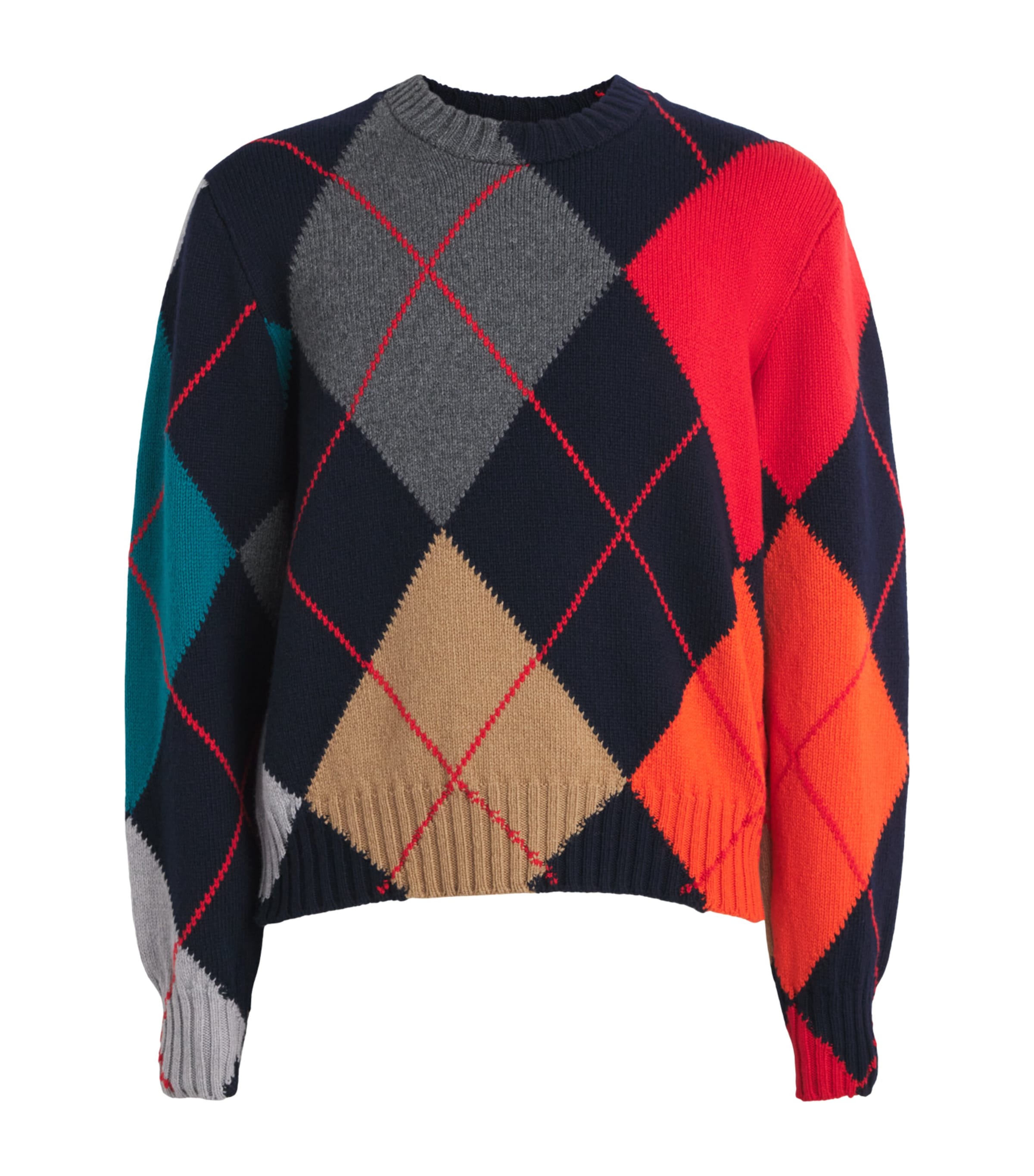 JW Anderson Mens x Pringle Wool Knitted Argyle Sweater Navy