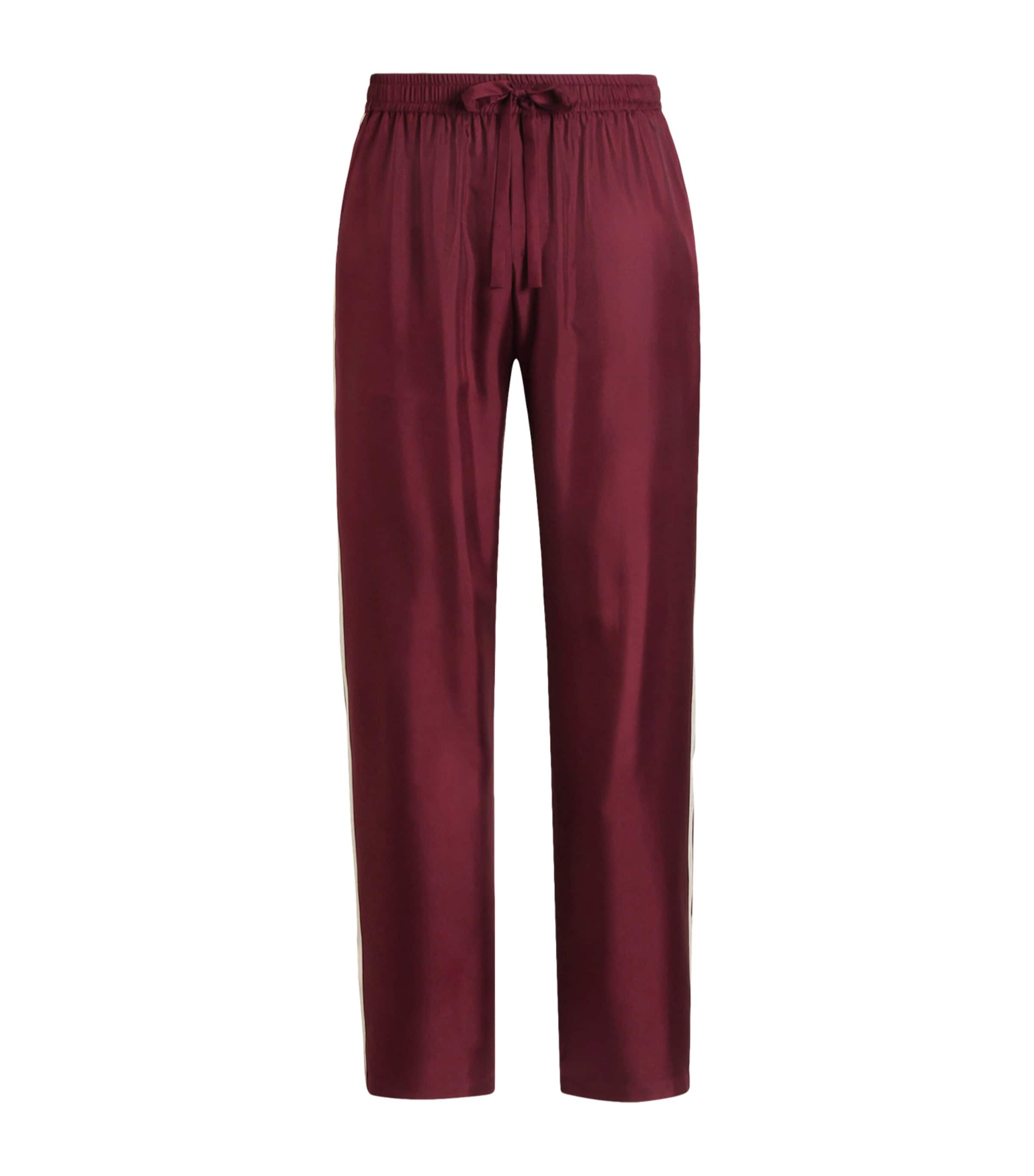 Dolce&Gabbana Mens Silk Twill Track Trousers Wine