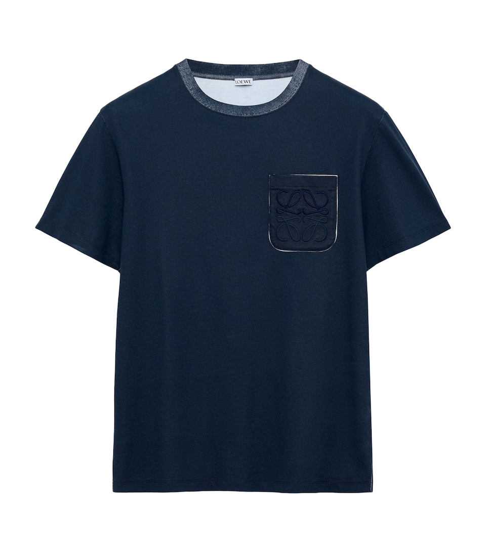 LOEWE Mens Pocket Anagram T-Shirt Navy Blue