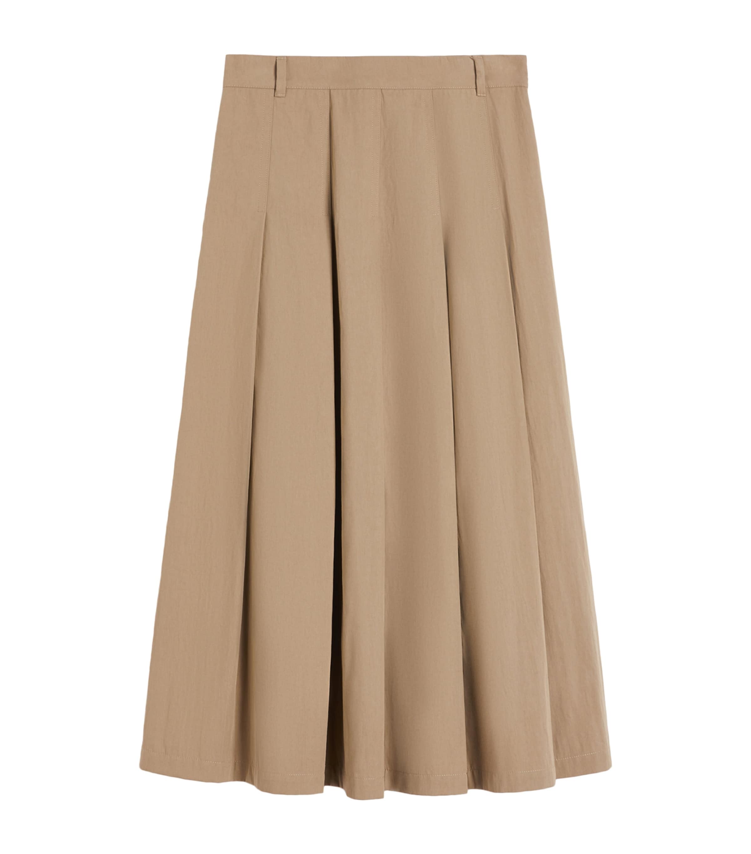 Gabardine Pleated Maxi Skirt