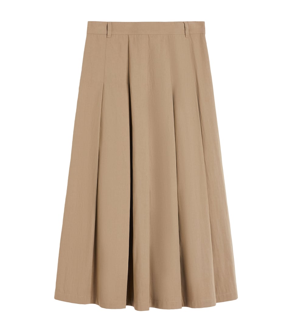 Gabardine Pleated Maxi Skirt