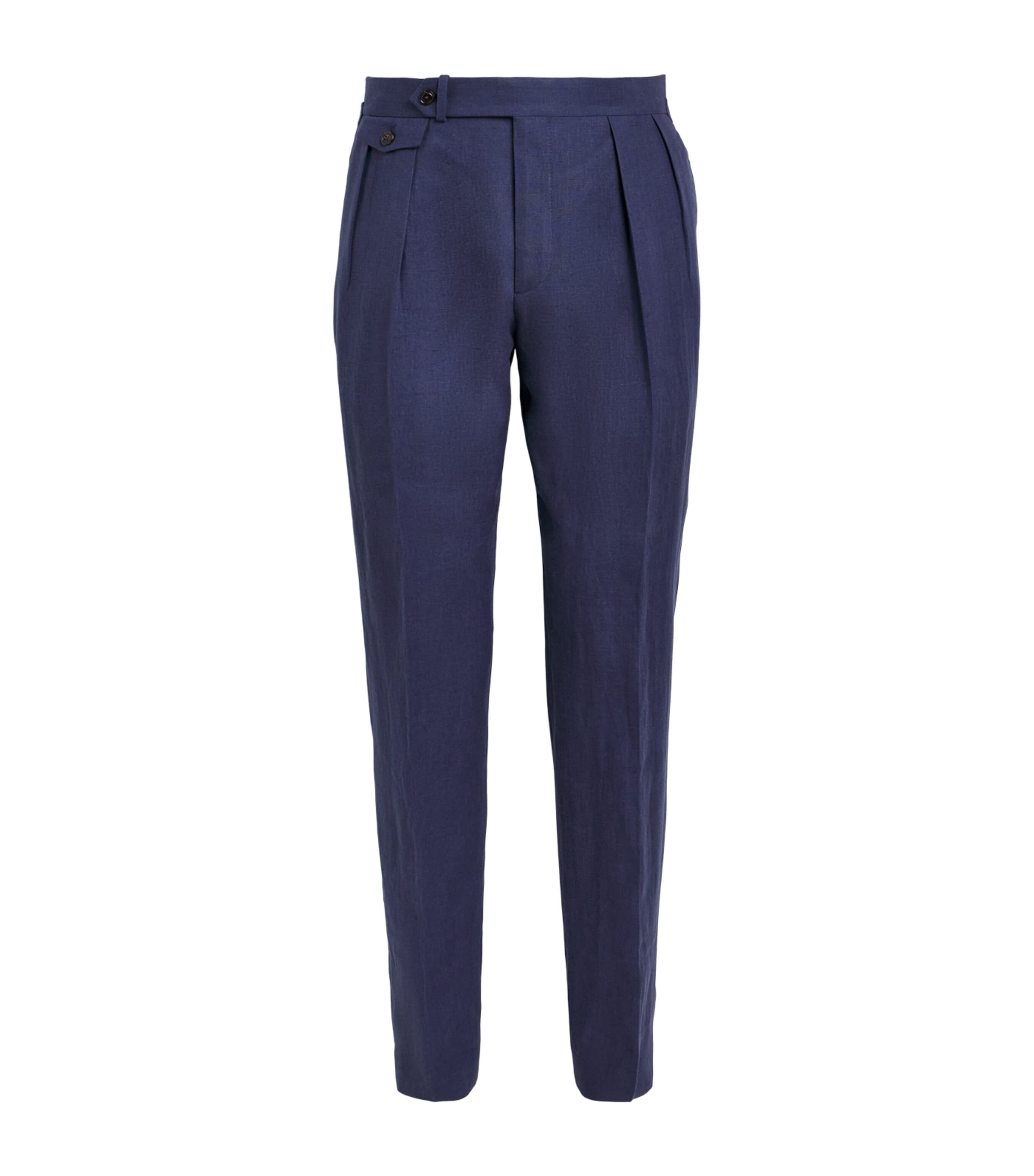 Polo Ralph Lauren Mens Linen Pleated Trousers Classic Blue