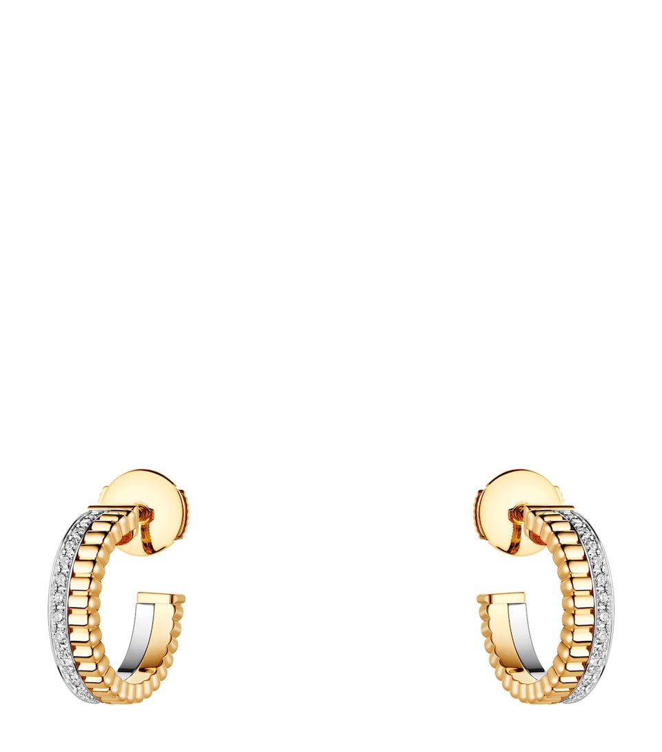 Mixed Gold and Diamond Quatre Hoop Earrings