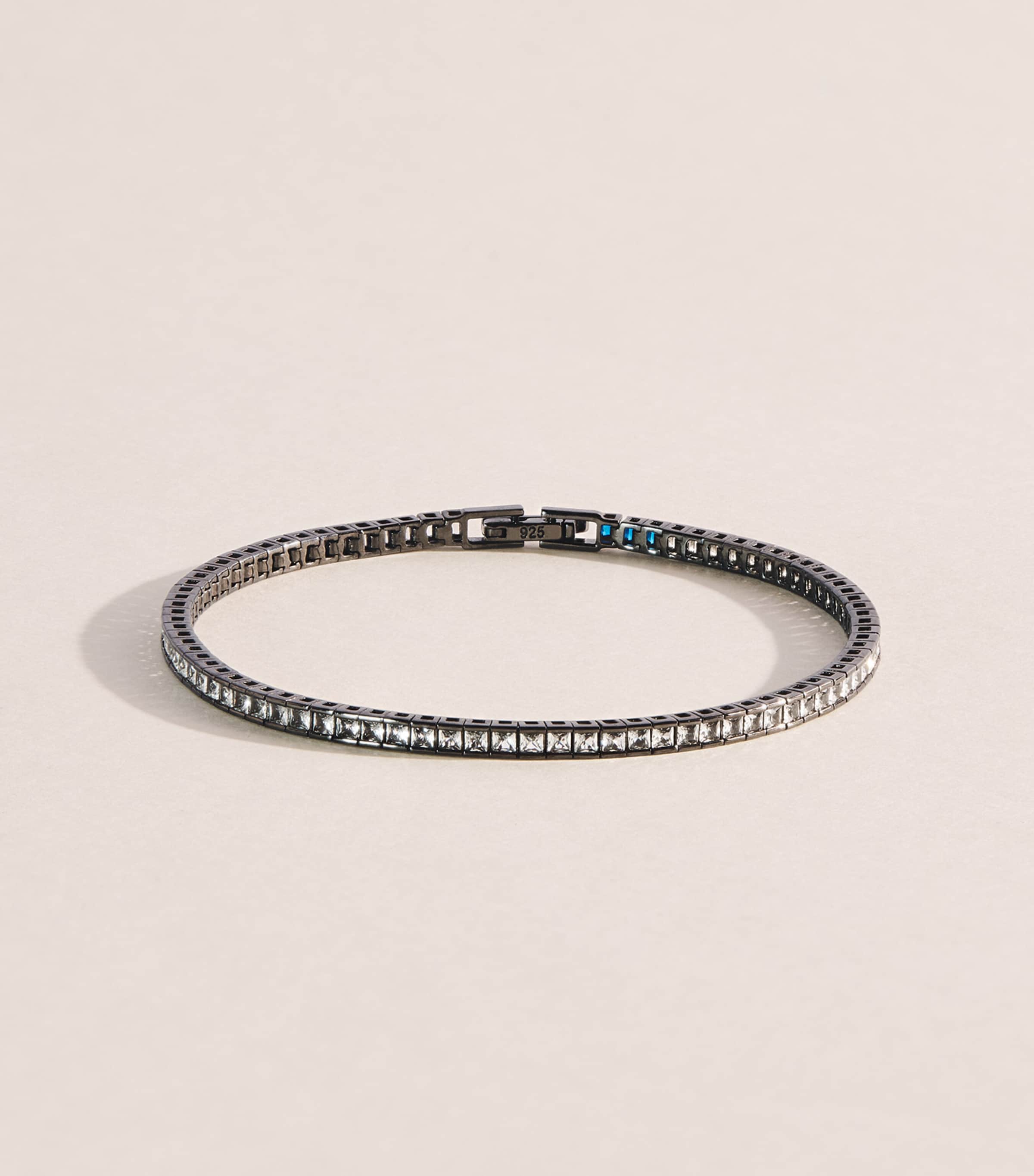 Tateossian Rhodium-Plated Sterling Silver Quadro Tennis Bracelet White
