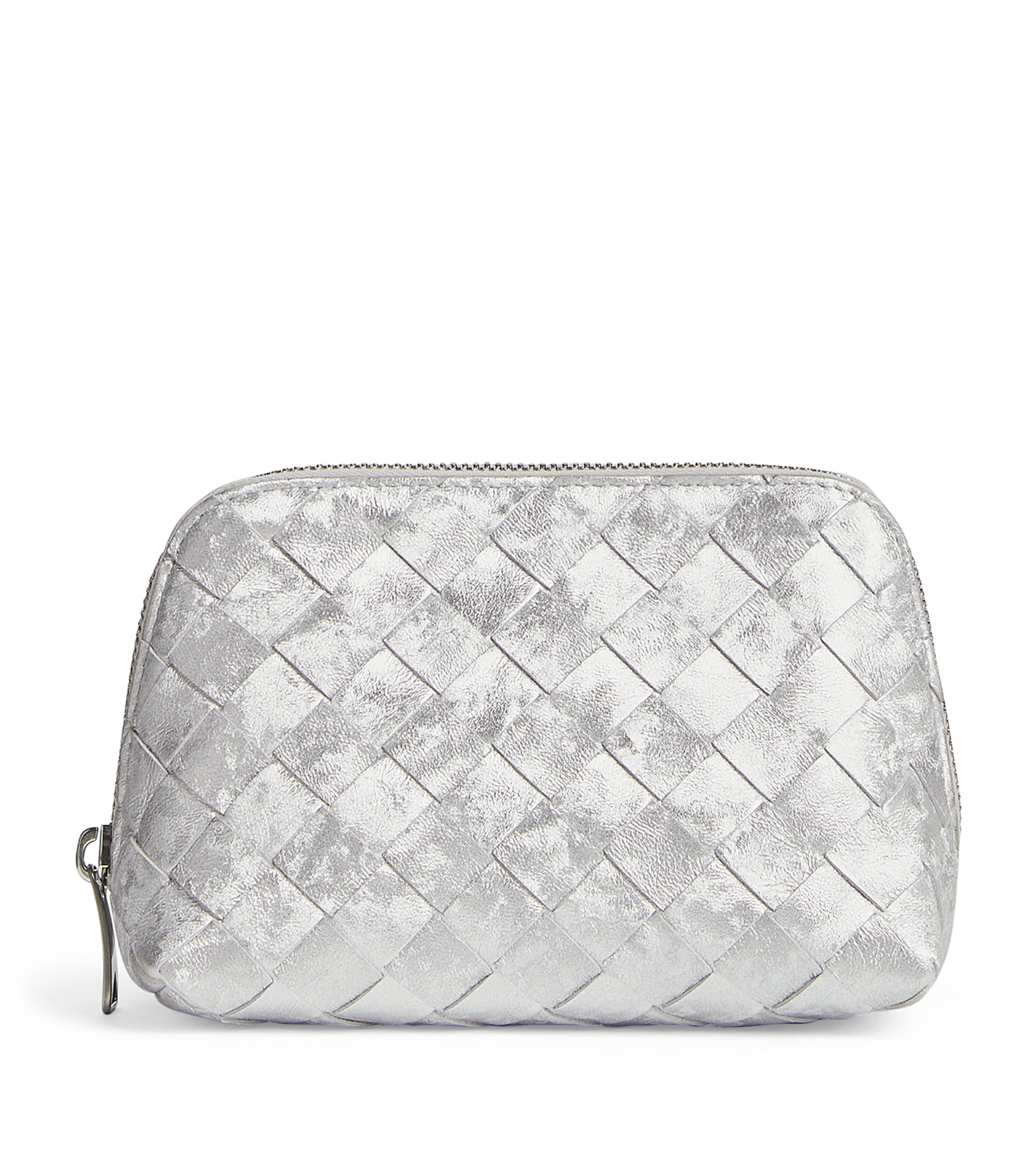 Small Leather Intrecciato Half-Moon Pouch