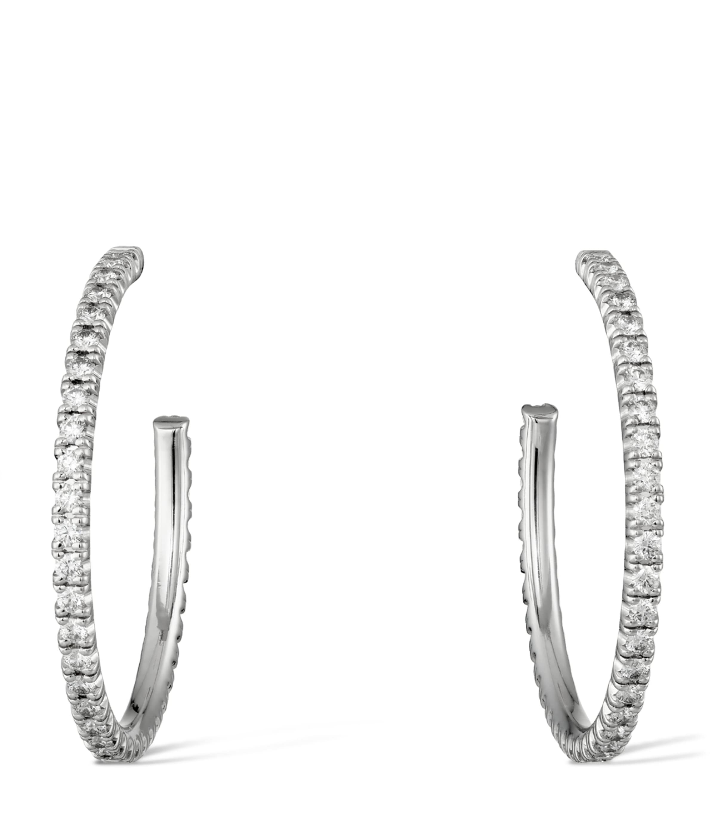 Cartier Medium White Gold and Diamond Étincelle de Cartier Hoop Earrings White