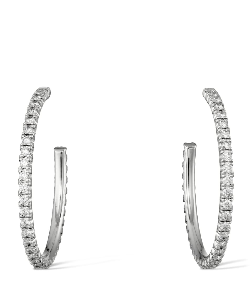 Cartier Medium White Gold and Diamond Étincelle de Cartier Hoop Earrings White