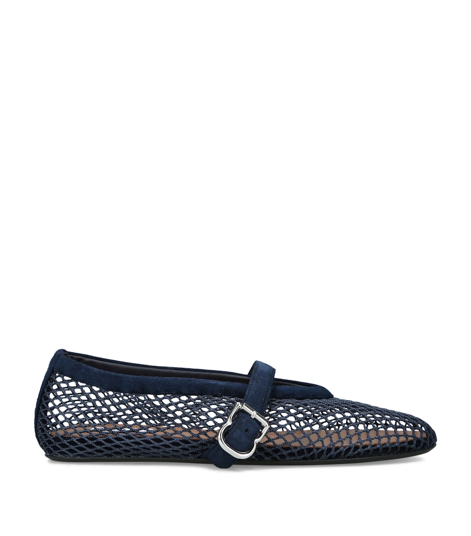 Alaïa Suede Mesh Ballet Flats Blue/dark