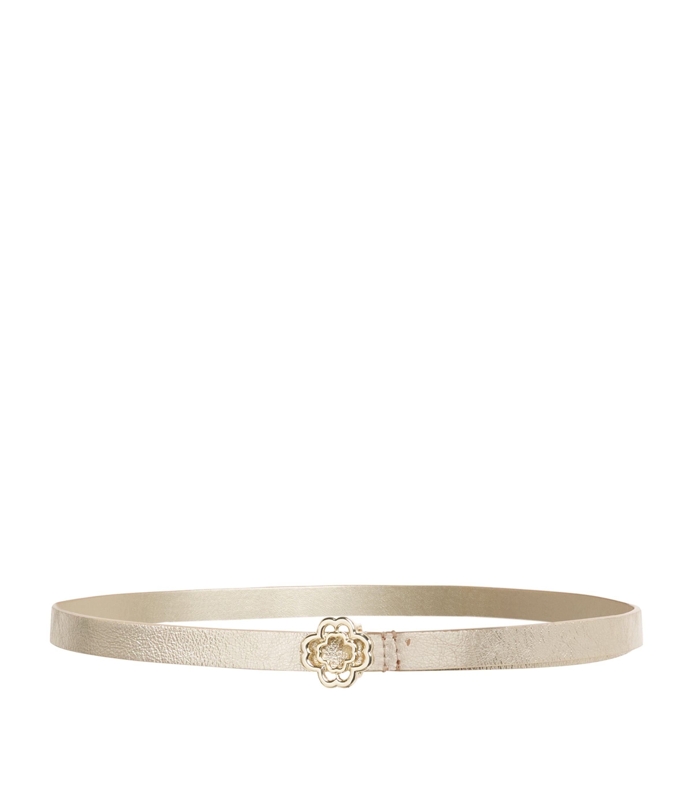 Maje Leather Clover Belt Light Gold