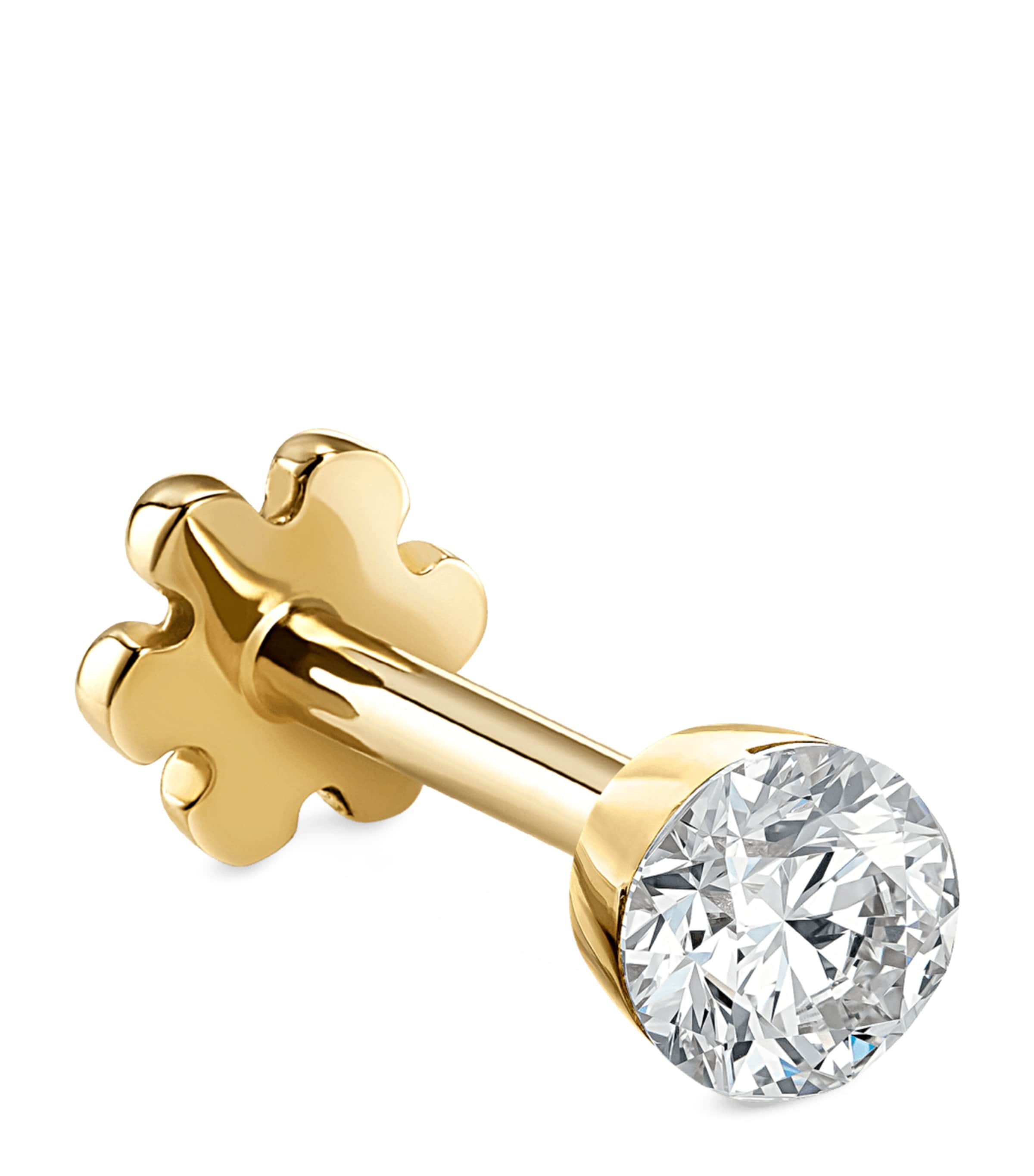 Yellow Gold and Diamond Threaded Stud Earring (2.5mm)