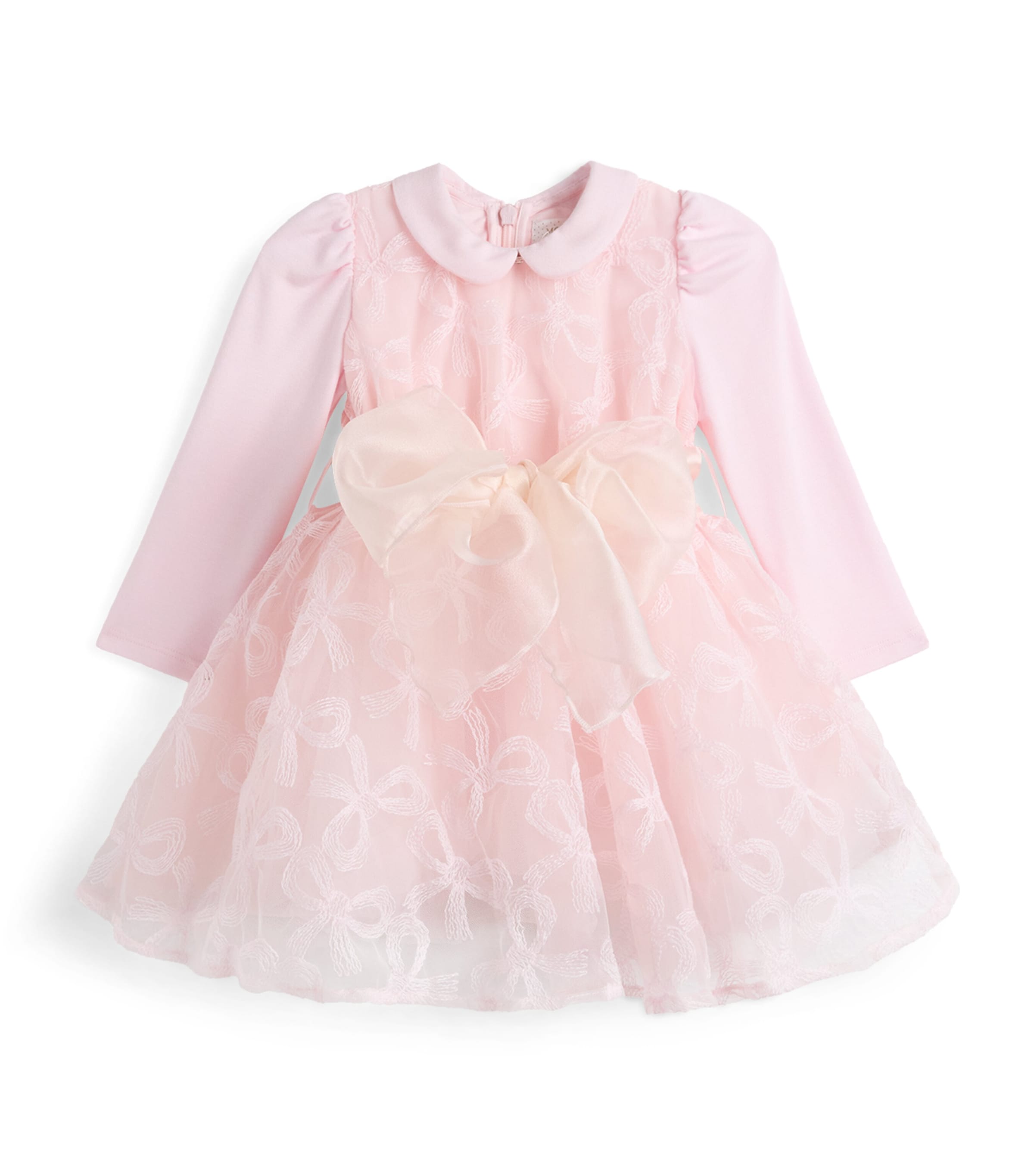 Monnalisa Tulle Embroidered Dress (9 Months-3 Years) Rosa Antico