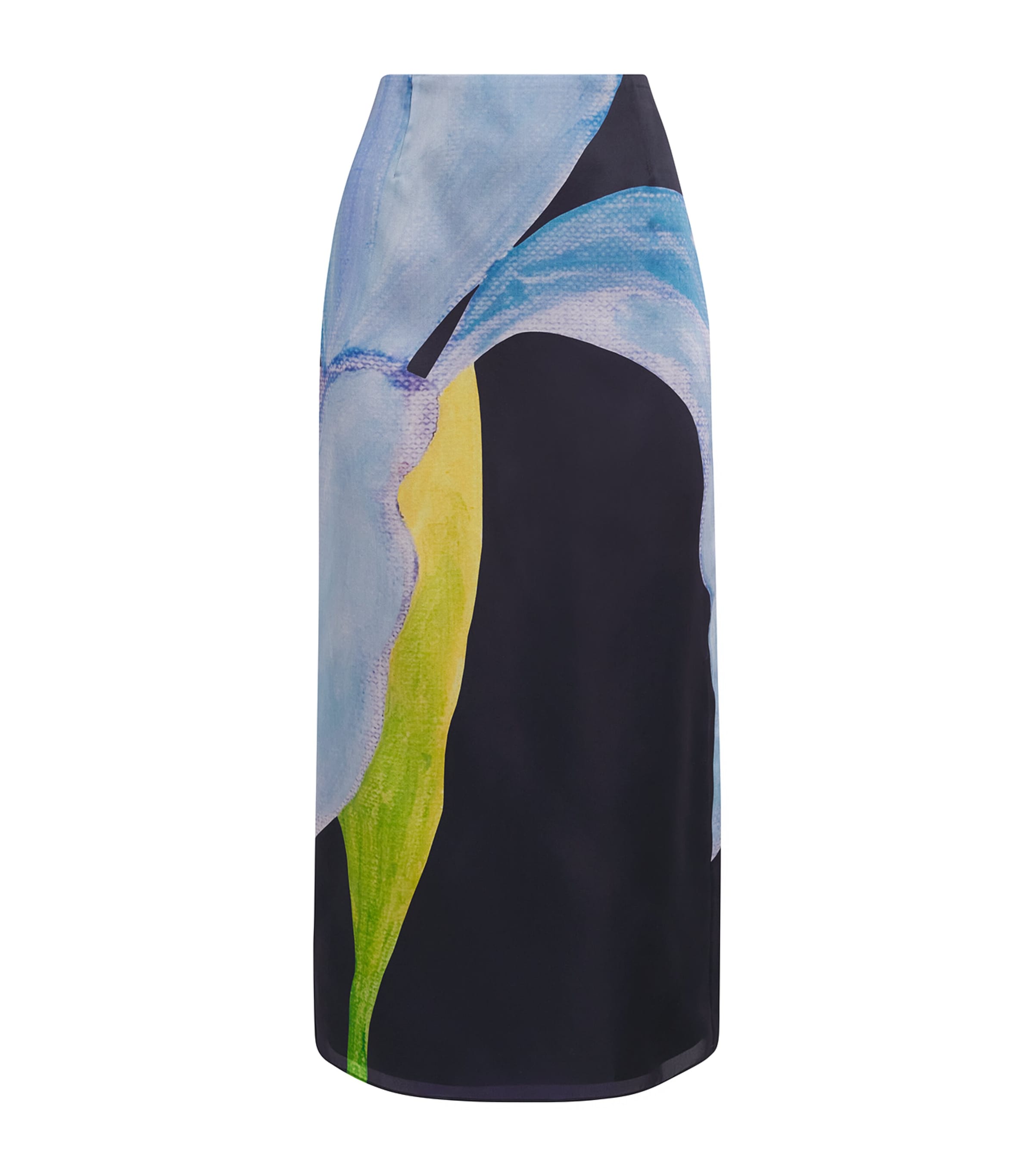 Lafayette 148 Womens Silk Iris Print Midi Skirt Inkmu Ink Multi