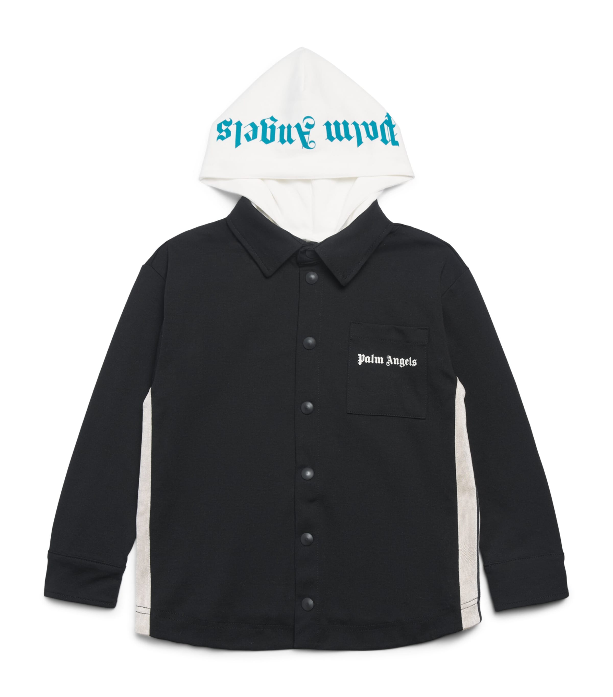 Palm Angels Kids Hooded Logo Overshirt (4-12+ Years) Nero/black