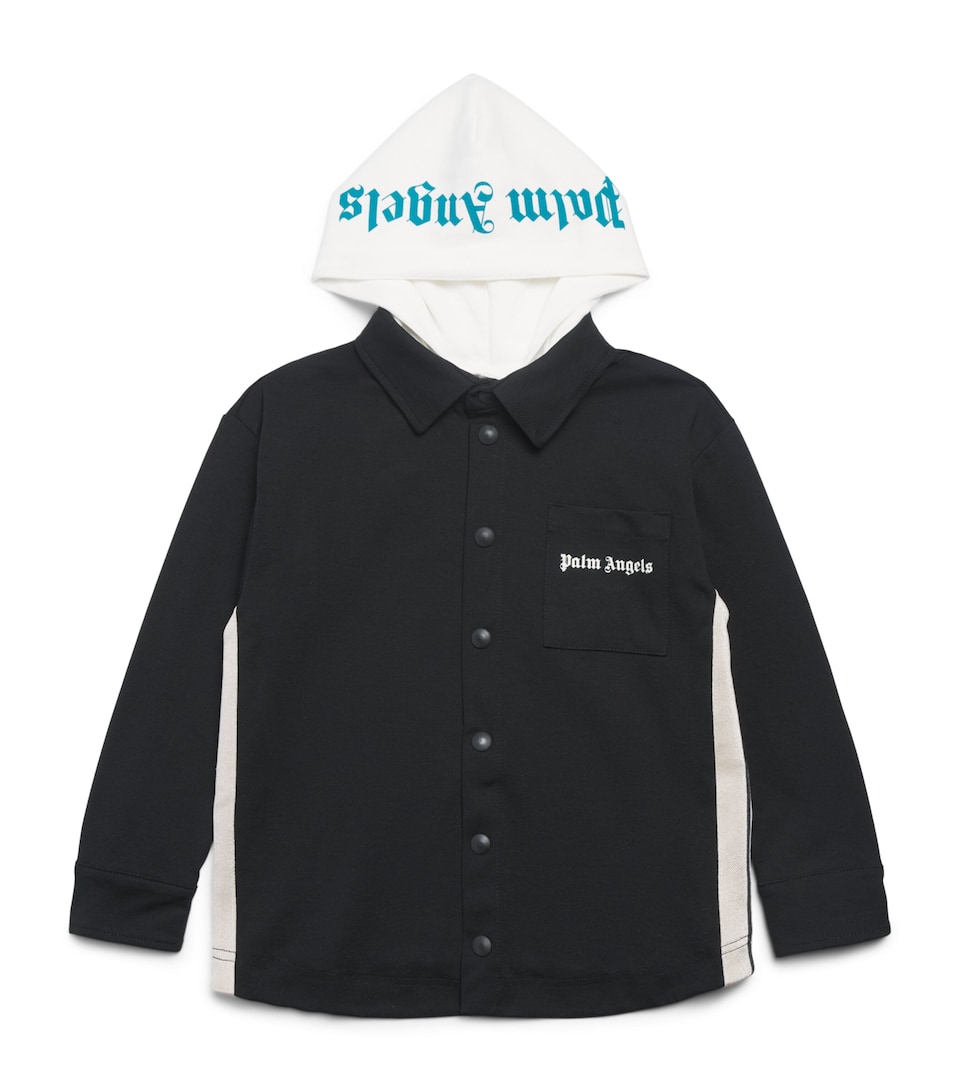 Palm Angels Kids Hooded Logo Overshirt (4-12+ Years) Nero/black