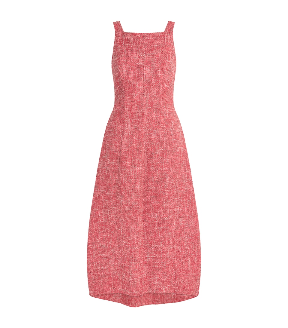 CAMILLA AND MARC Womens Tweed Scoop-Back Carmine Midi Dress Red