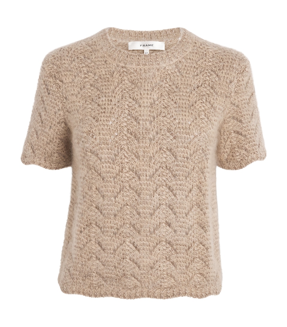 FRAME Womens The Lurex Sweater Oatmeal