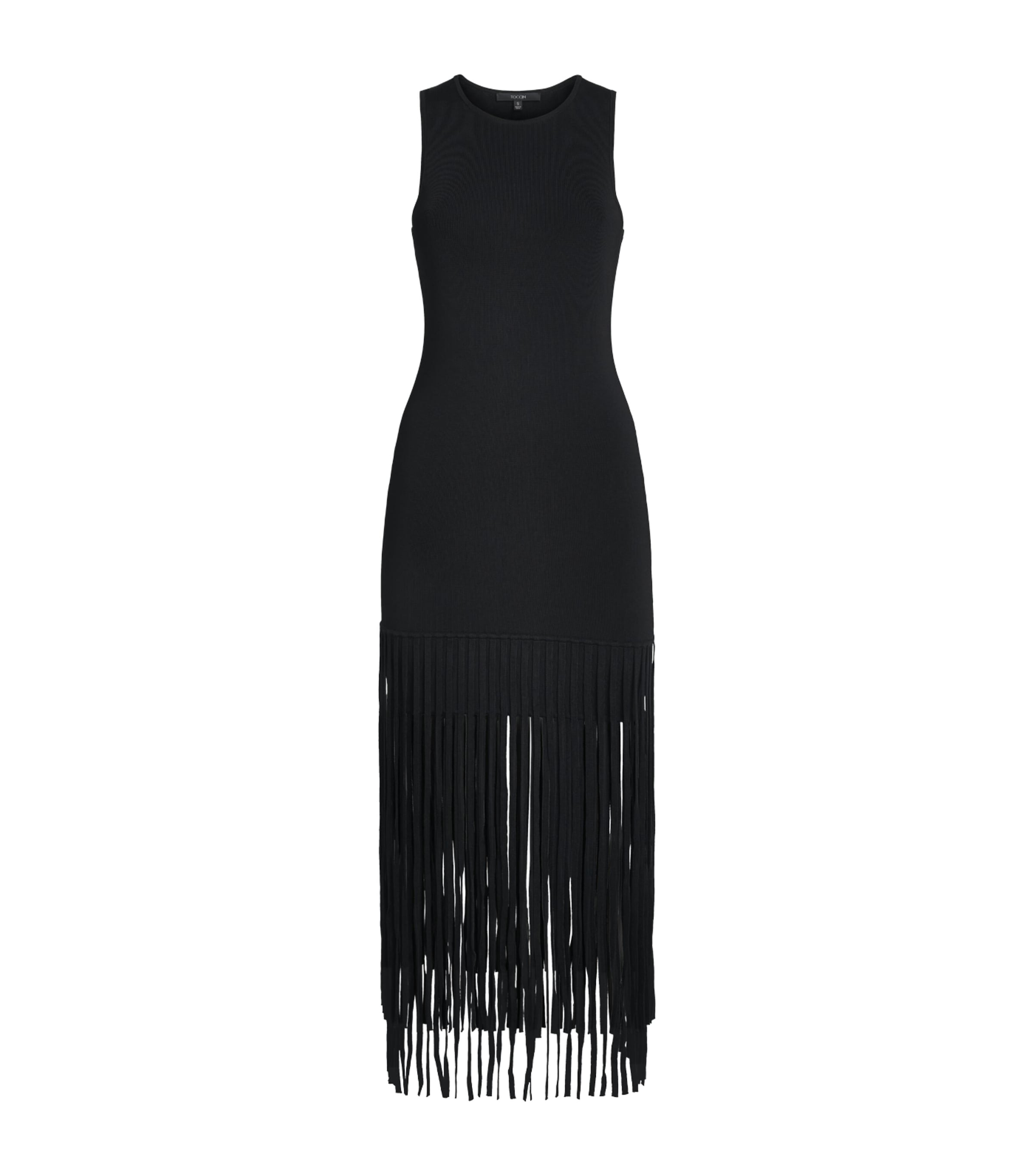 Toccin Womens Margaux Fringe Mini Dress Jet