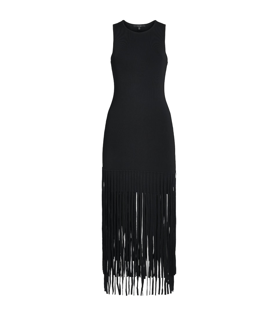 Toccin Womens Margaux Fringe Mini Dress Jet
