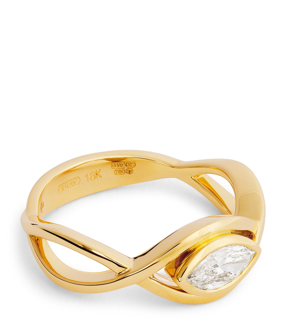 Yellow Gold and Diamond Marquise Vine Pinky Ring