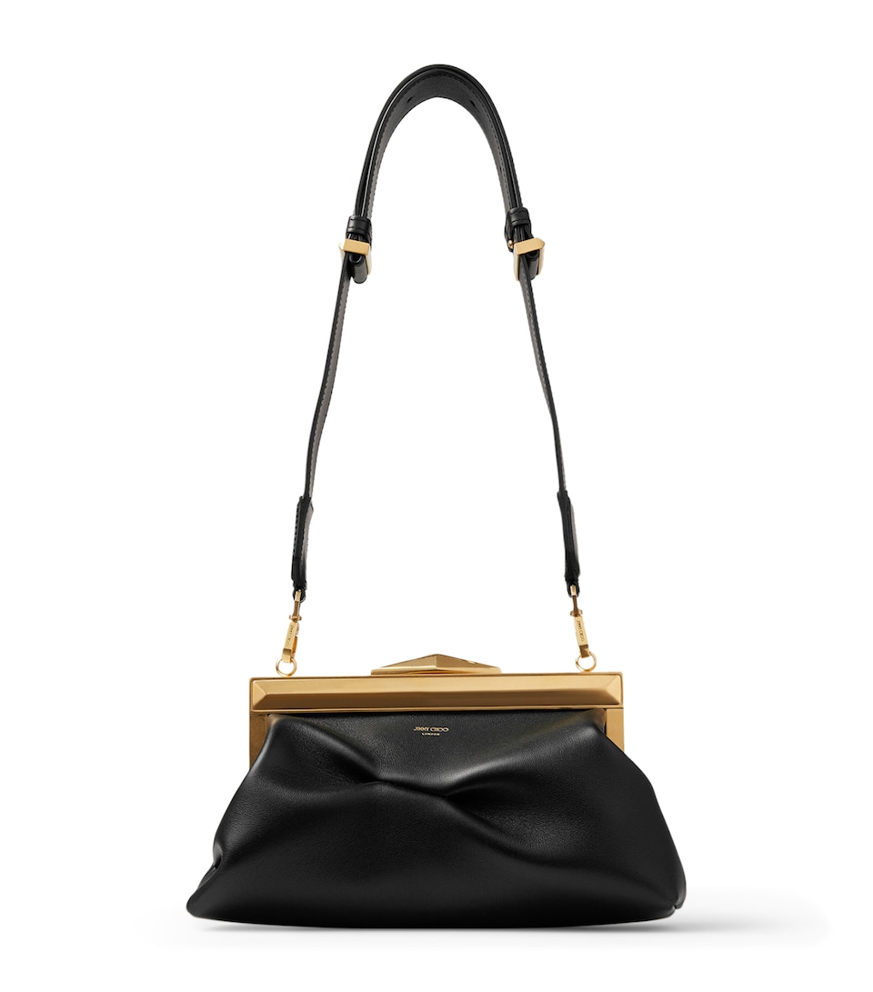 Leather Diamond Frame Clutch Bag