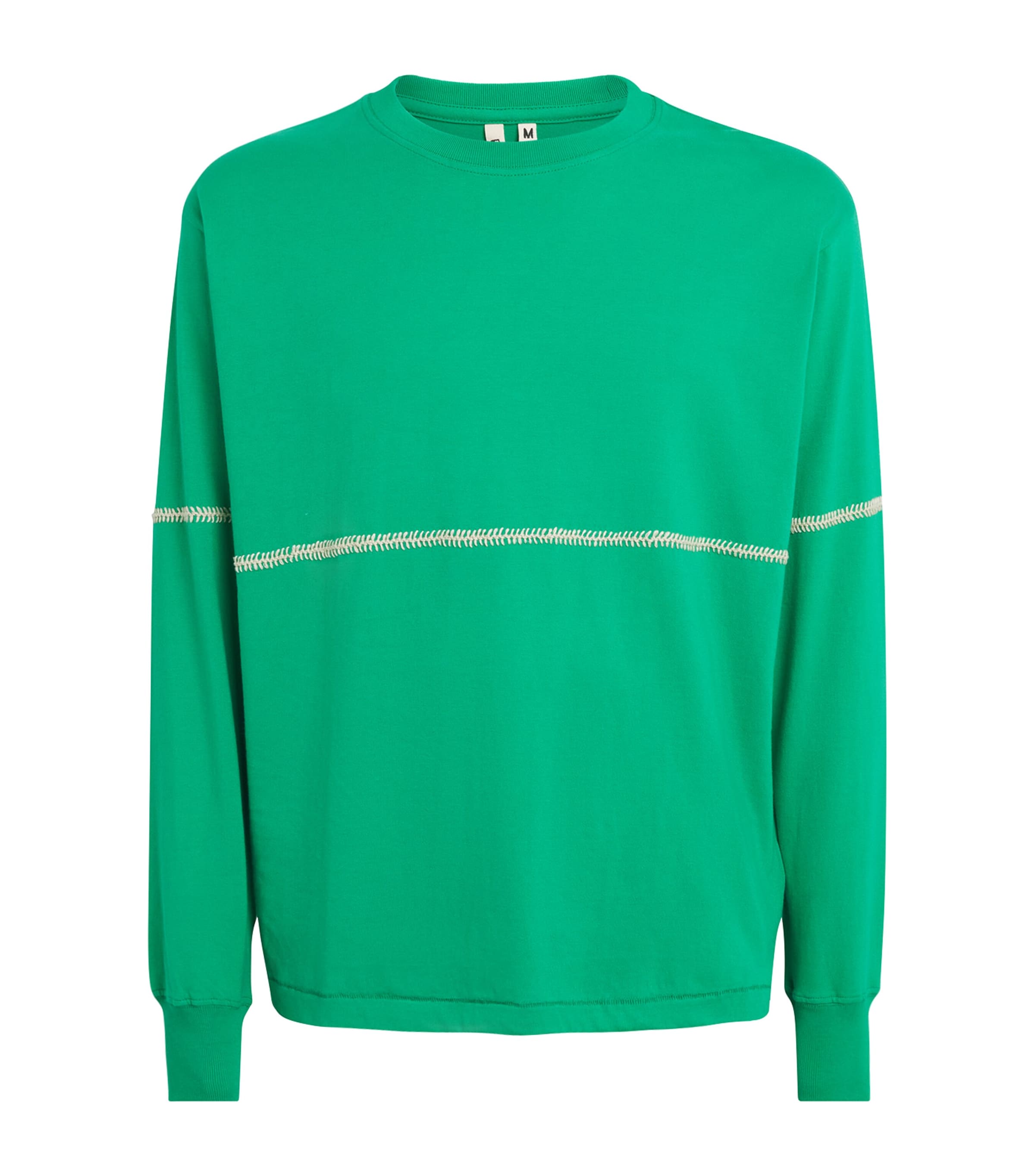 Kartik Research Mens Cotton Embroidered Long-Sleeve T-Shirt Fluorescent Seafoam (green)