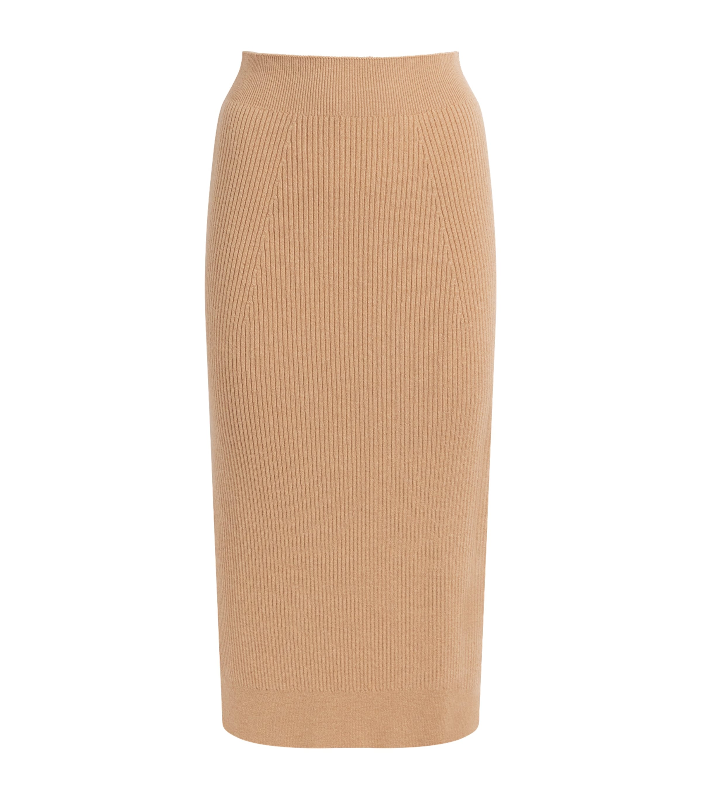 Johnstons Of Elgin Womens Cashmere Ribbed Midi Skirt Camel