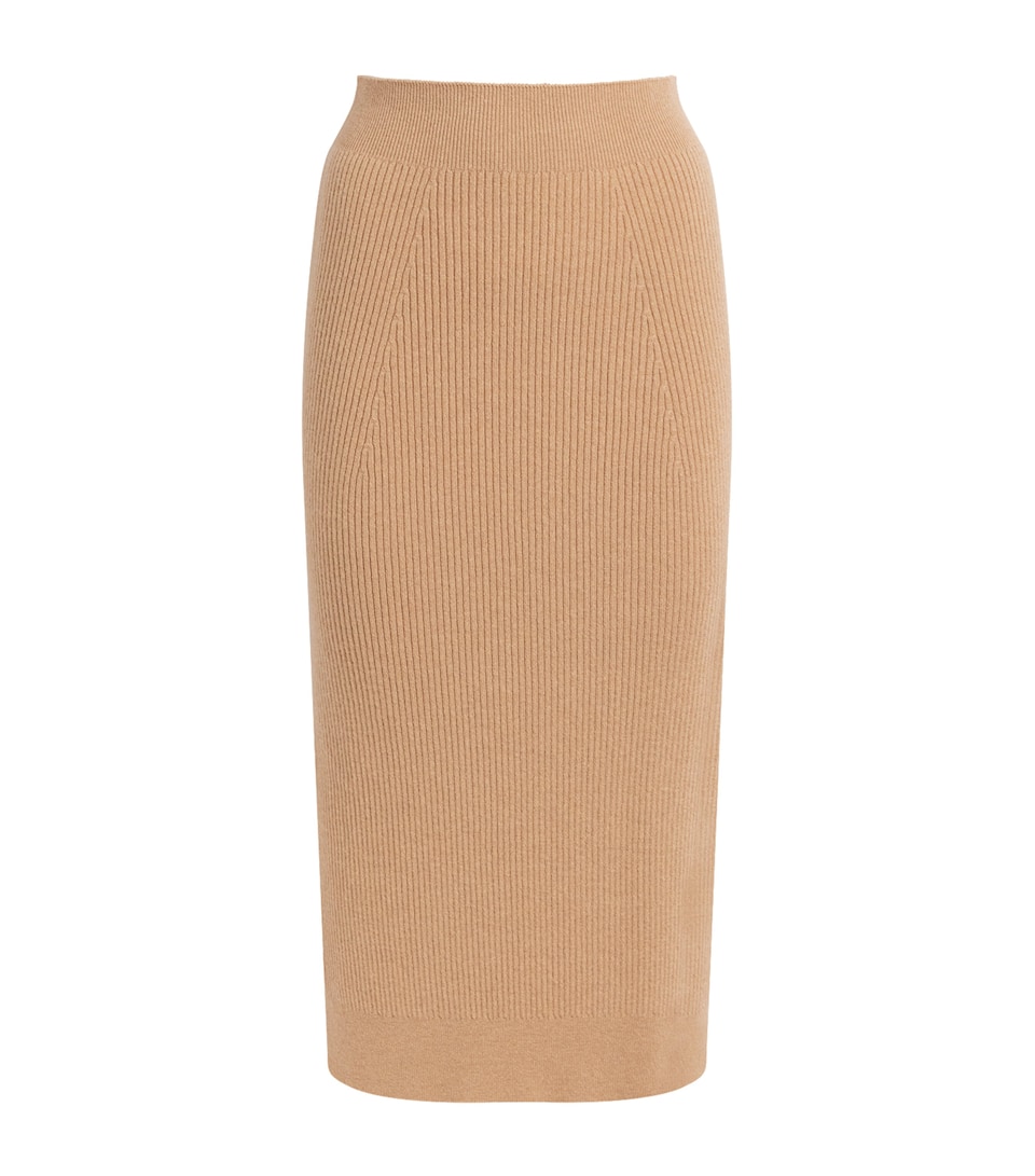 Johnstons Of Elgin Womens Cashmere Ribbed Midi Skirt Camel