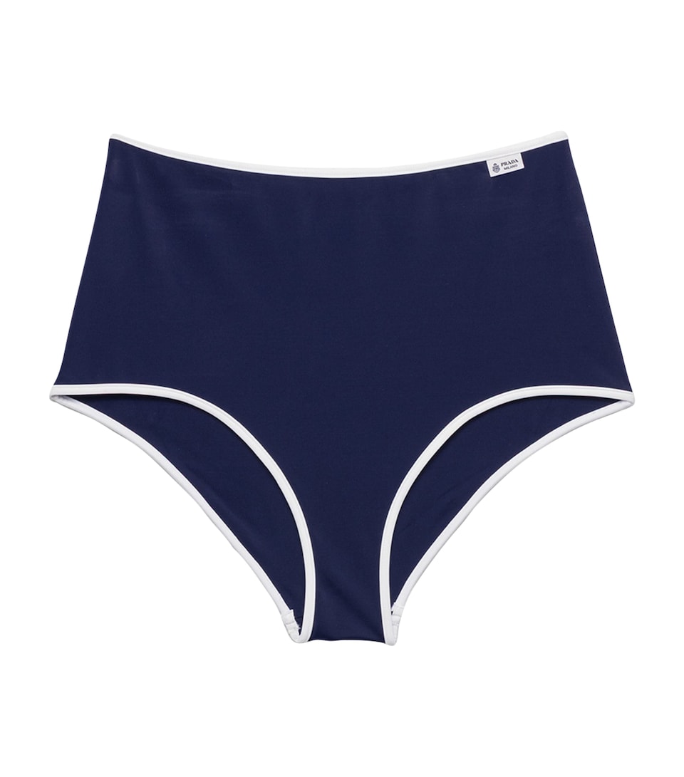 Prada Womens High-Rise Bikini Bottoms Blue