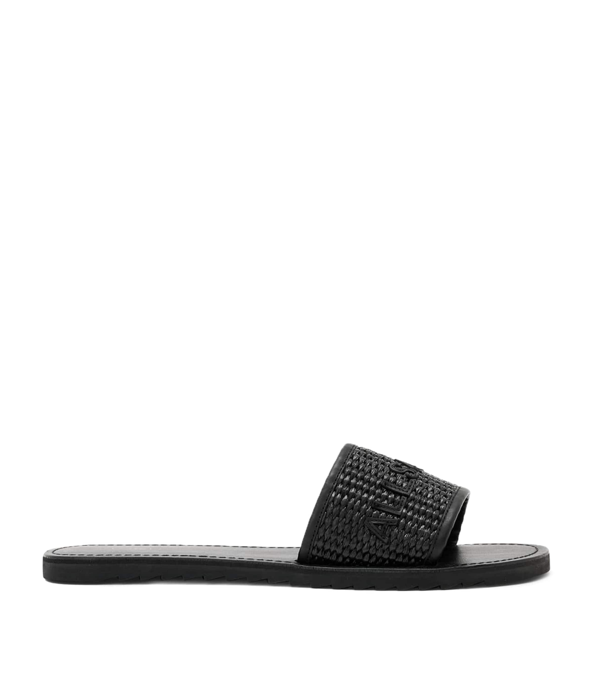 AllSaints Raffia Hoxton Sliders Black/black