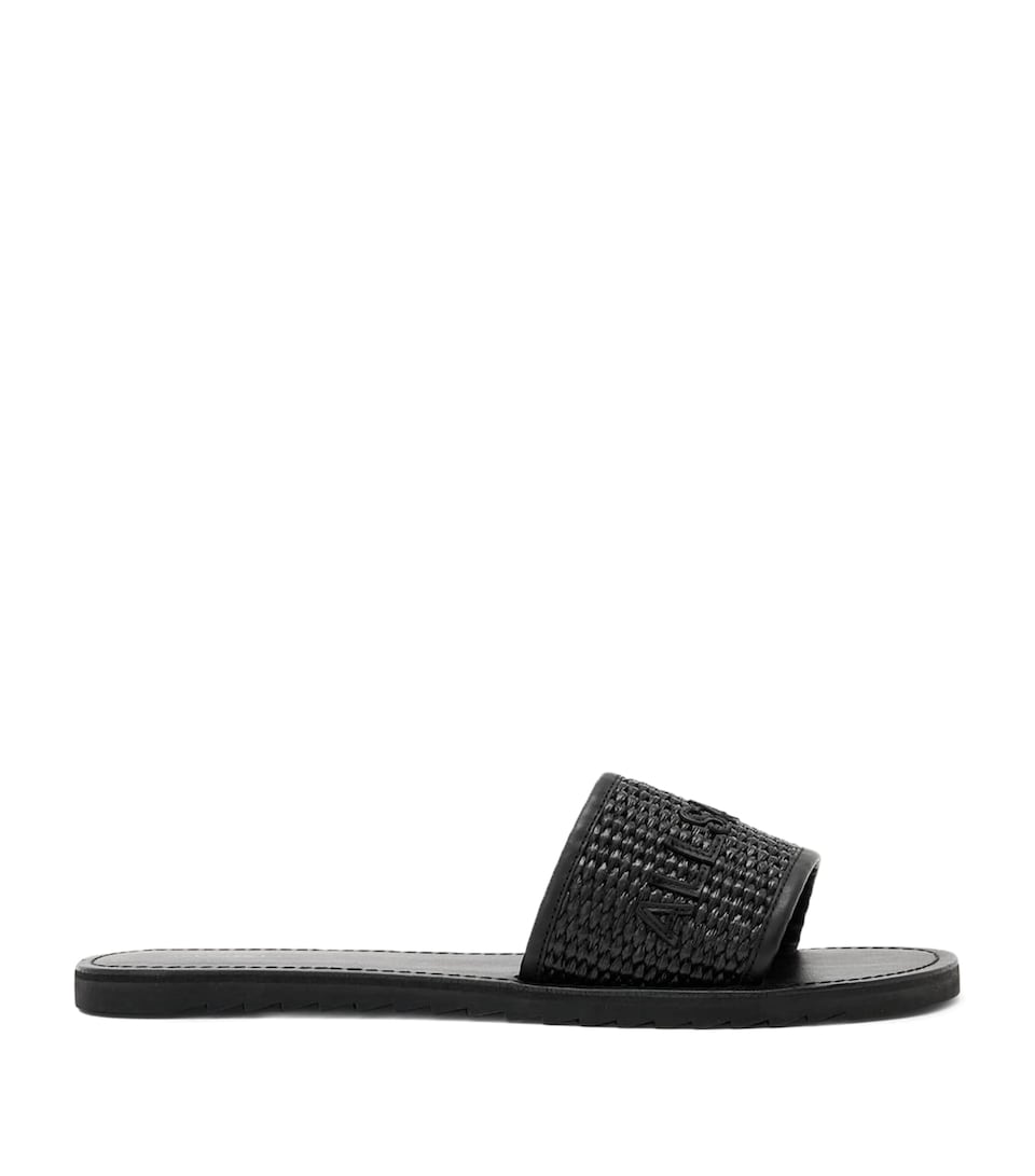 AllSaints Raffia Hoxton Sliders Black/black