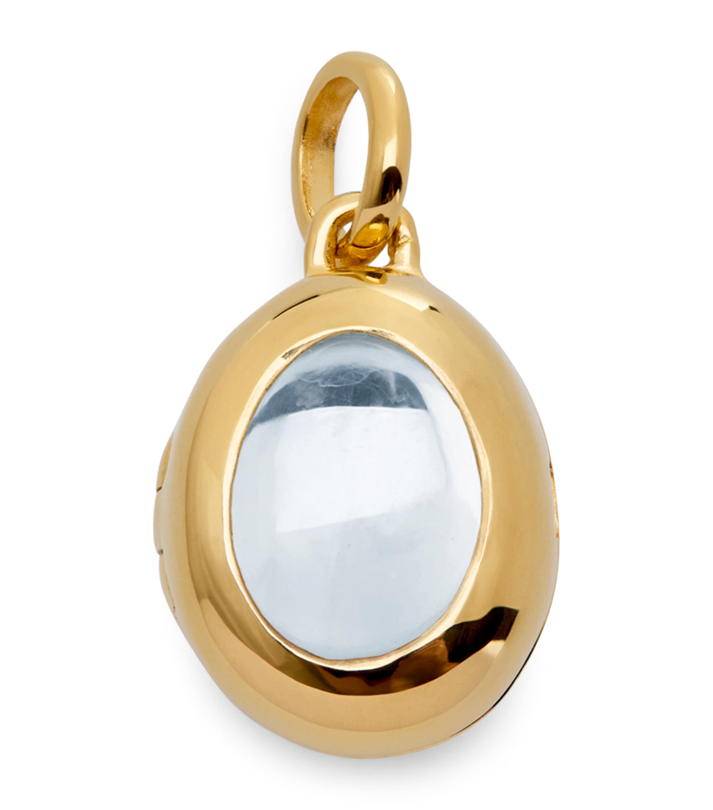 Monica Vinader Gold Vermeil and Rock Crystal April Birthstone Locket Clear