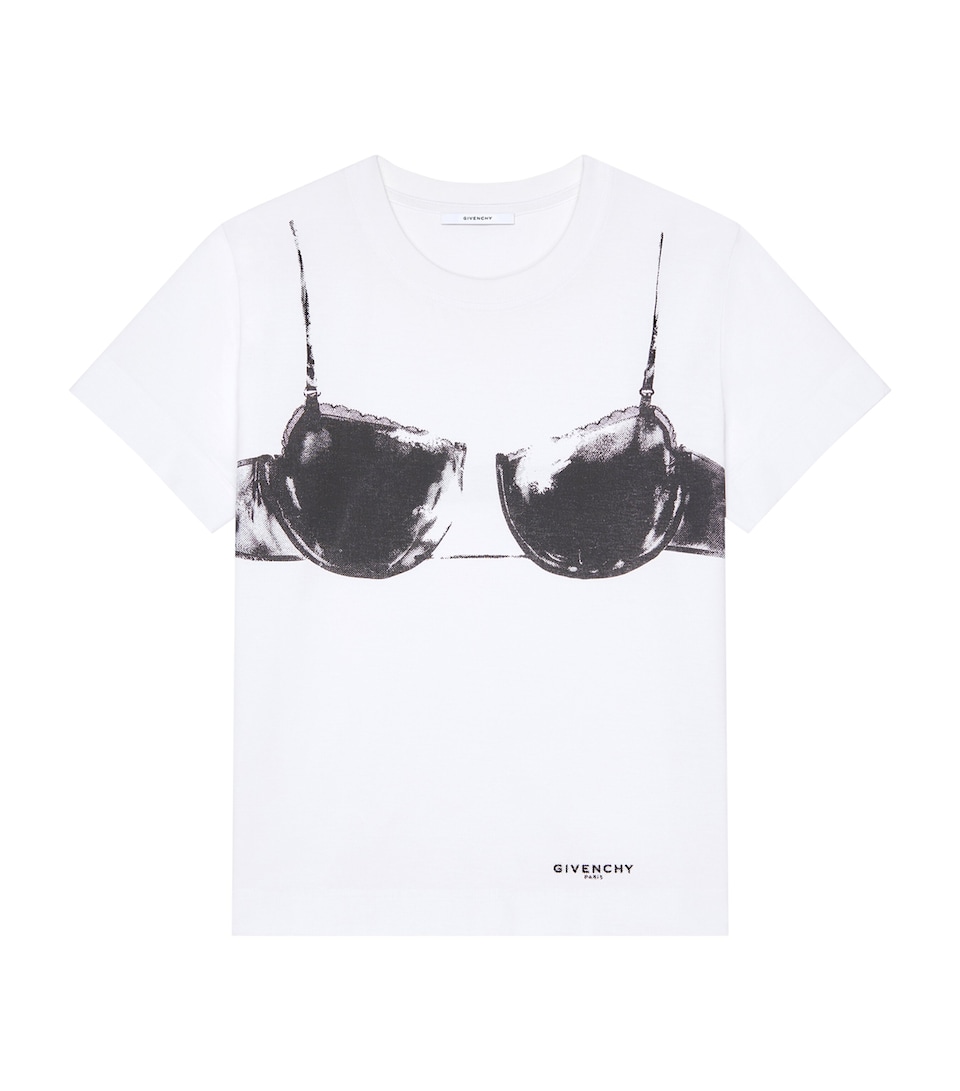 Givenchy Womens Cotton Bra Print T-Shirt White/black