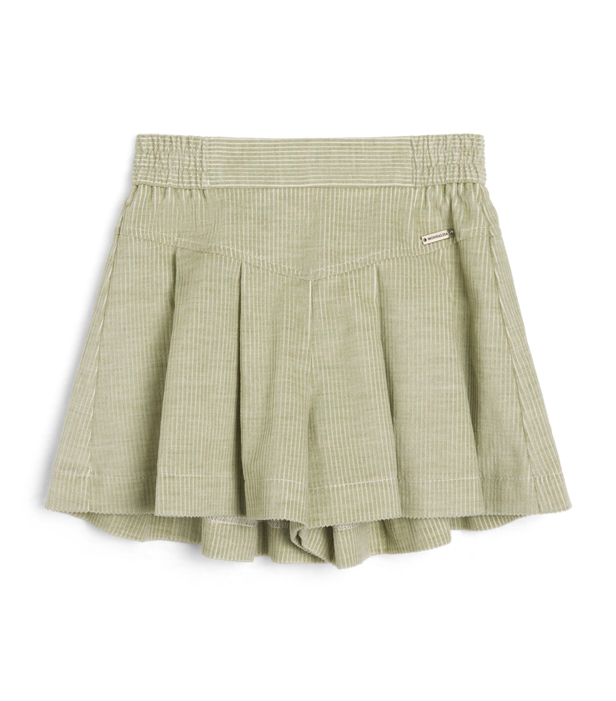 Monnalisa Cotton Corduroy Pleated Bermuda Shorts (2-12 Years) Verde Salvia Melange