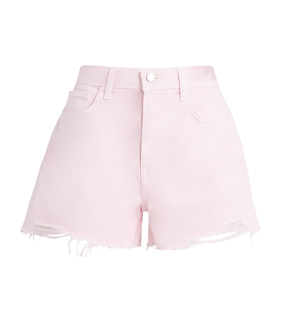L'Agence Womens High-Rise Beck Denim Shorts Ilds Icy Lilac Dest