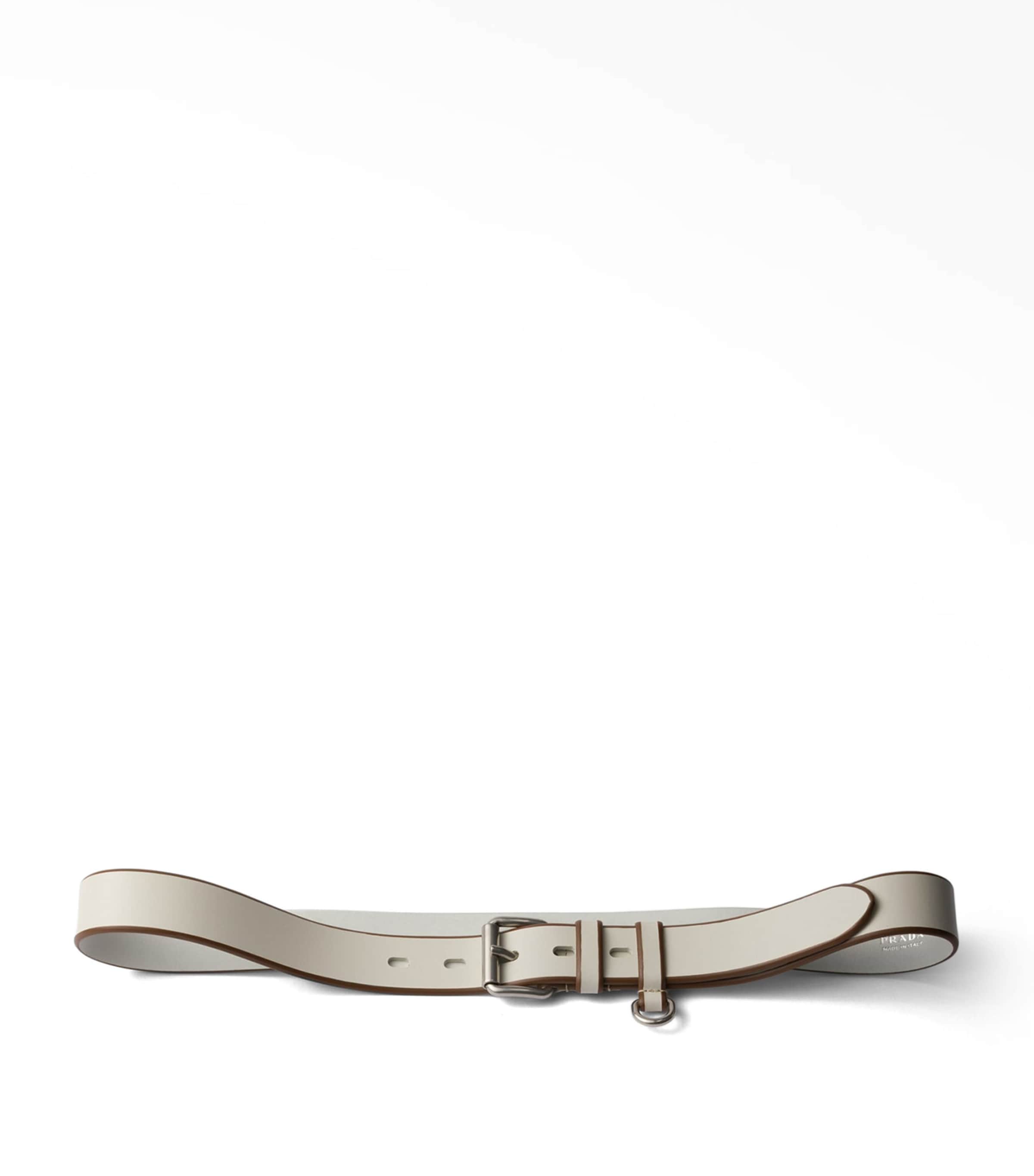 Prada Leather Two-Tone Belt Neutral