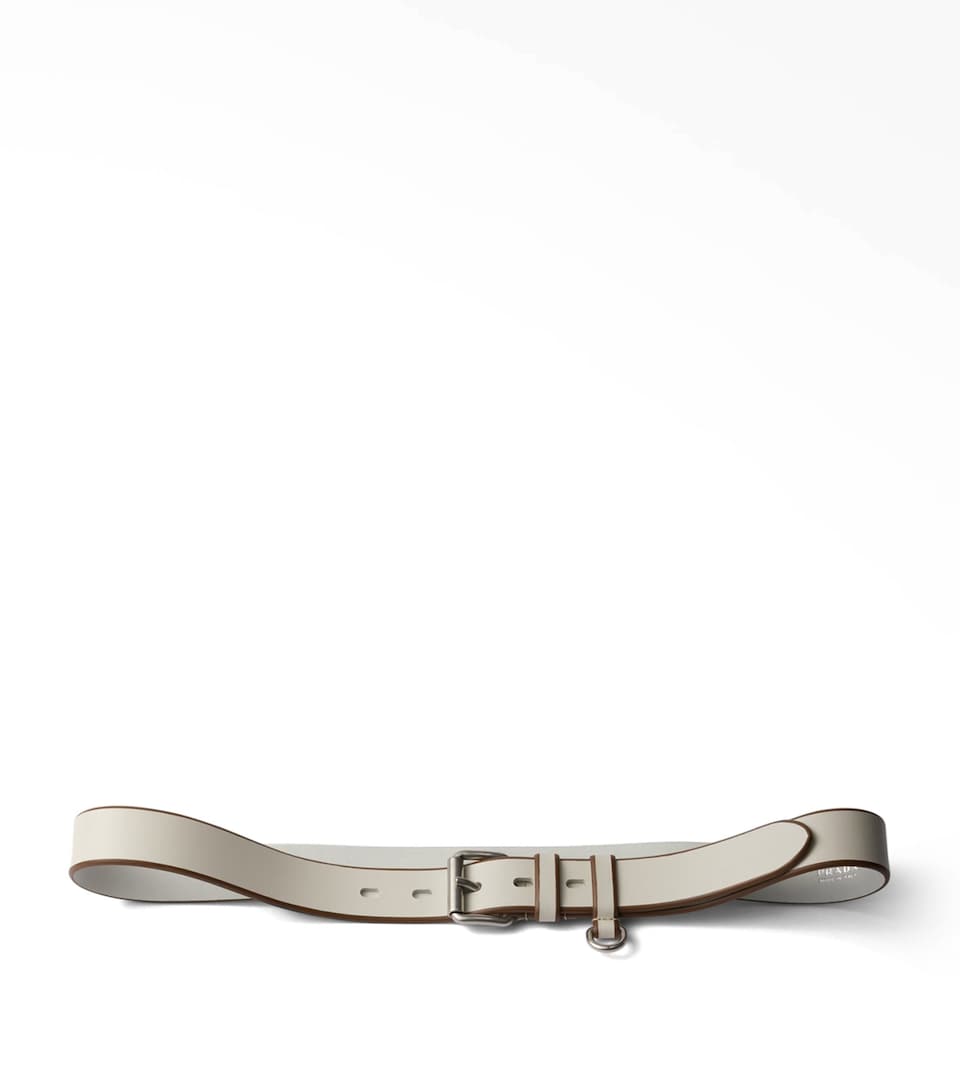 Prada Leather Two-Tone Belt Neutral