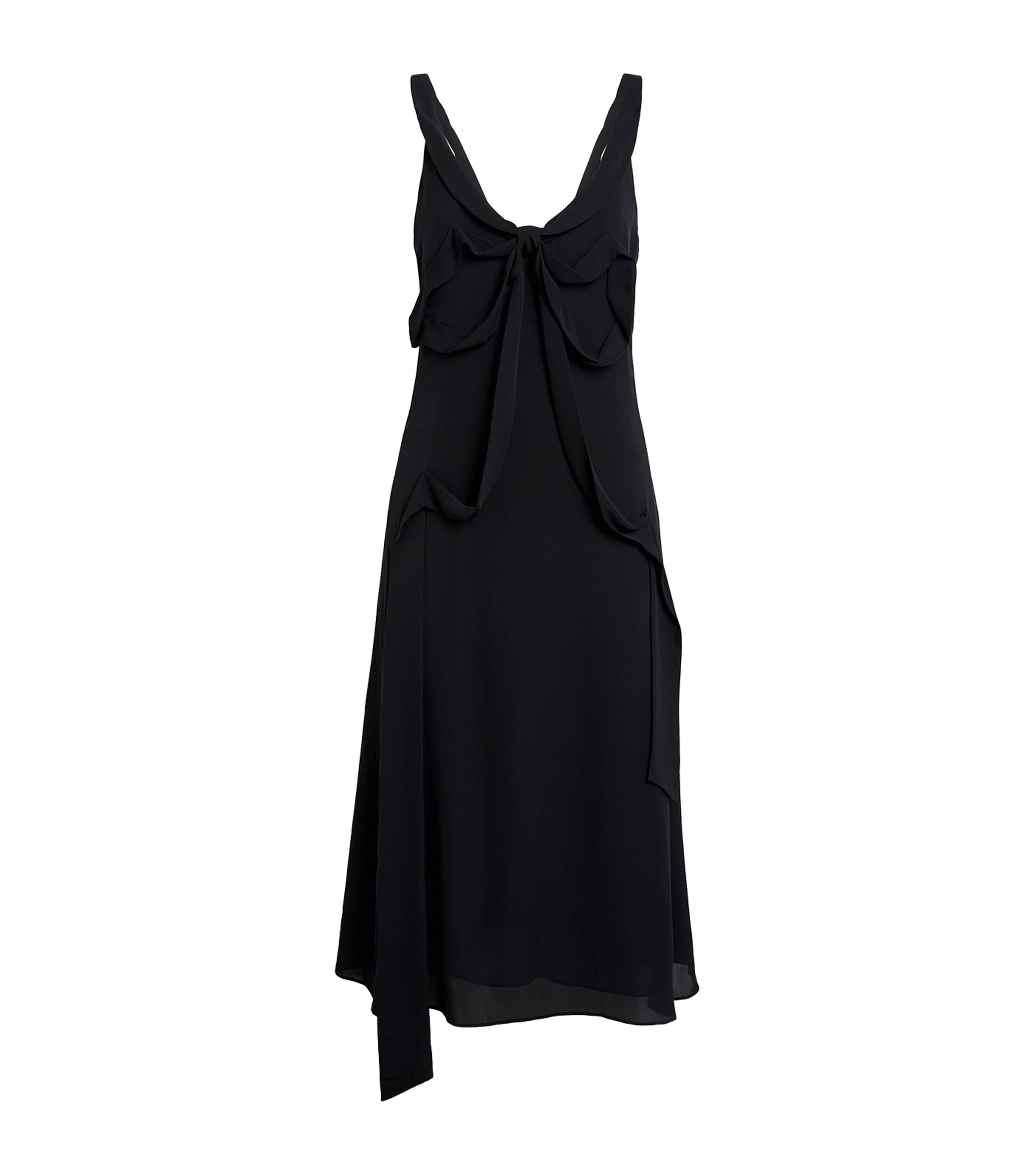 Acne Studios Womens Silk Bow-Detail Midi Dress Black