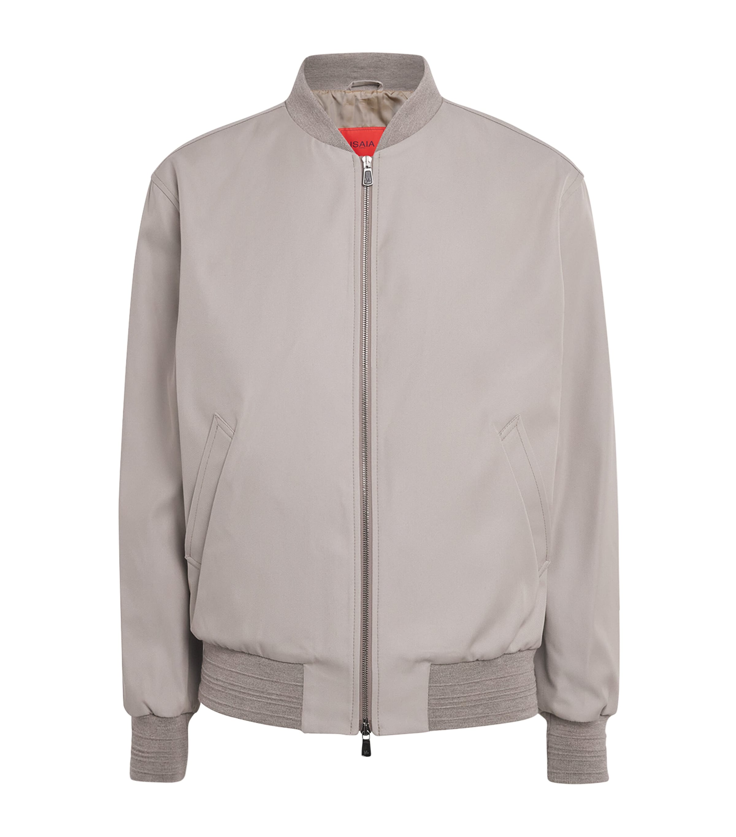 Isaia Mens Lambskin Varsity Bomber Jacket