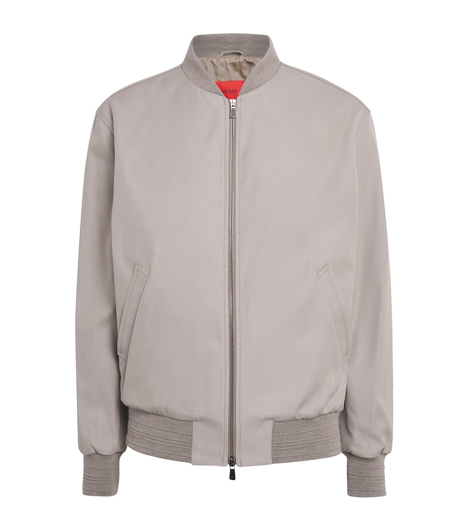 Isaia Mens Lambskin Varsity Bomber Jacket