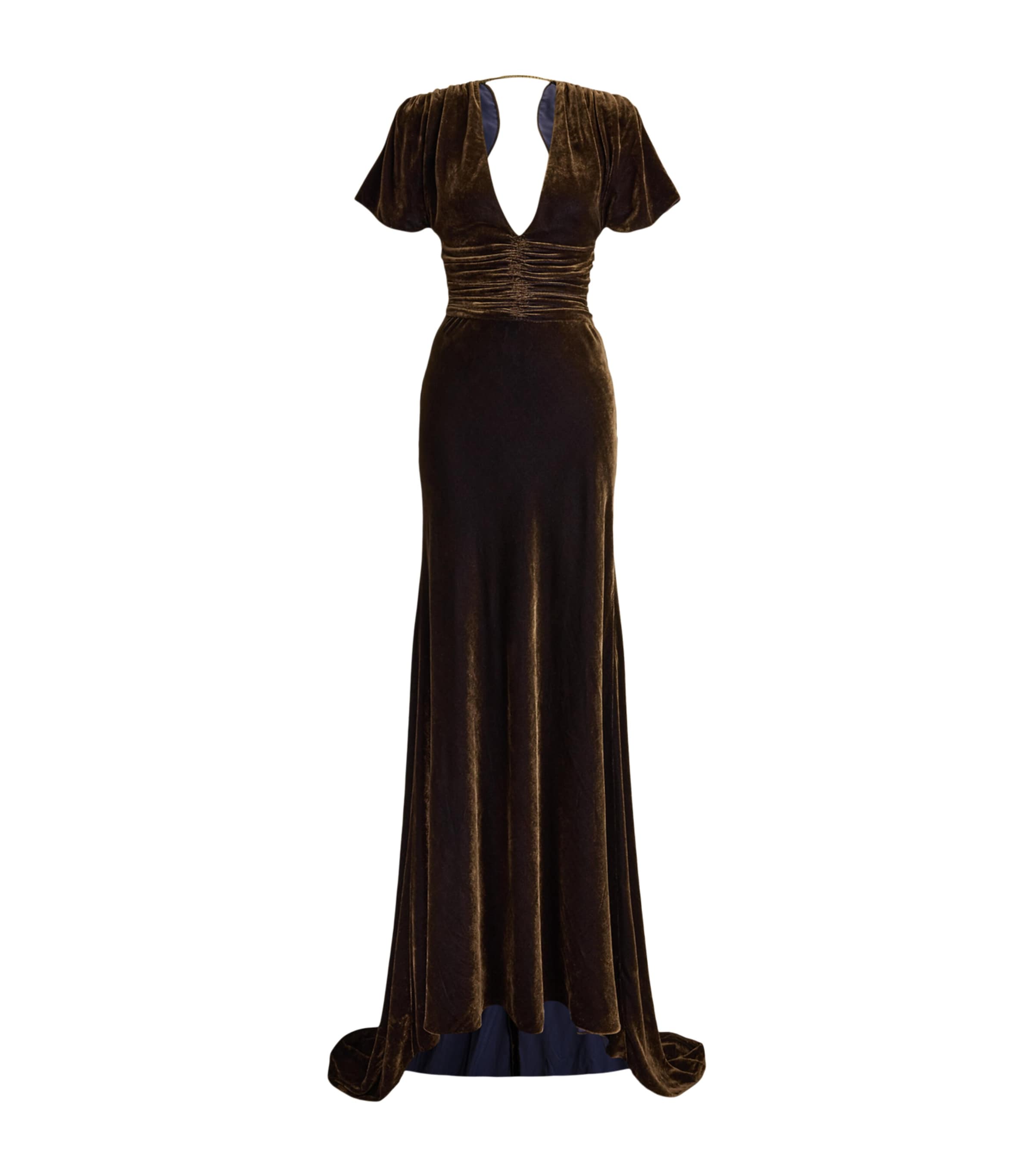 Ralph Lauren Collection Womens Velvet Charisse Gown Brown/evening Blue