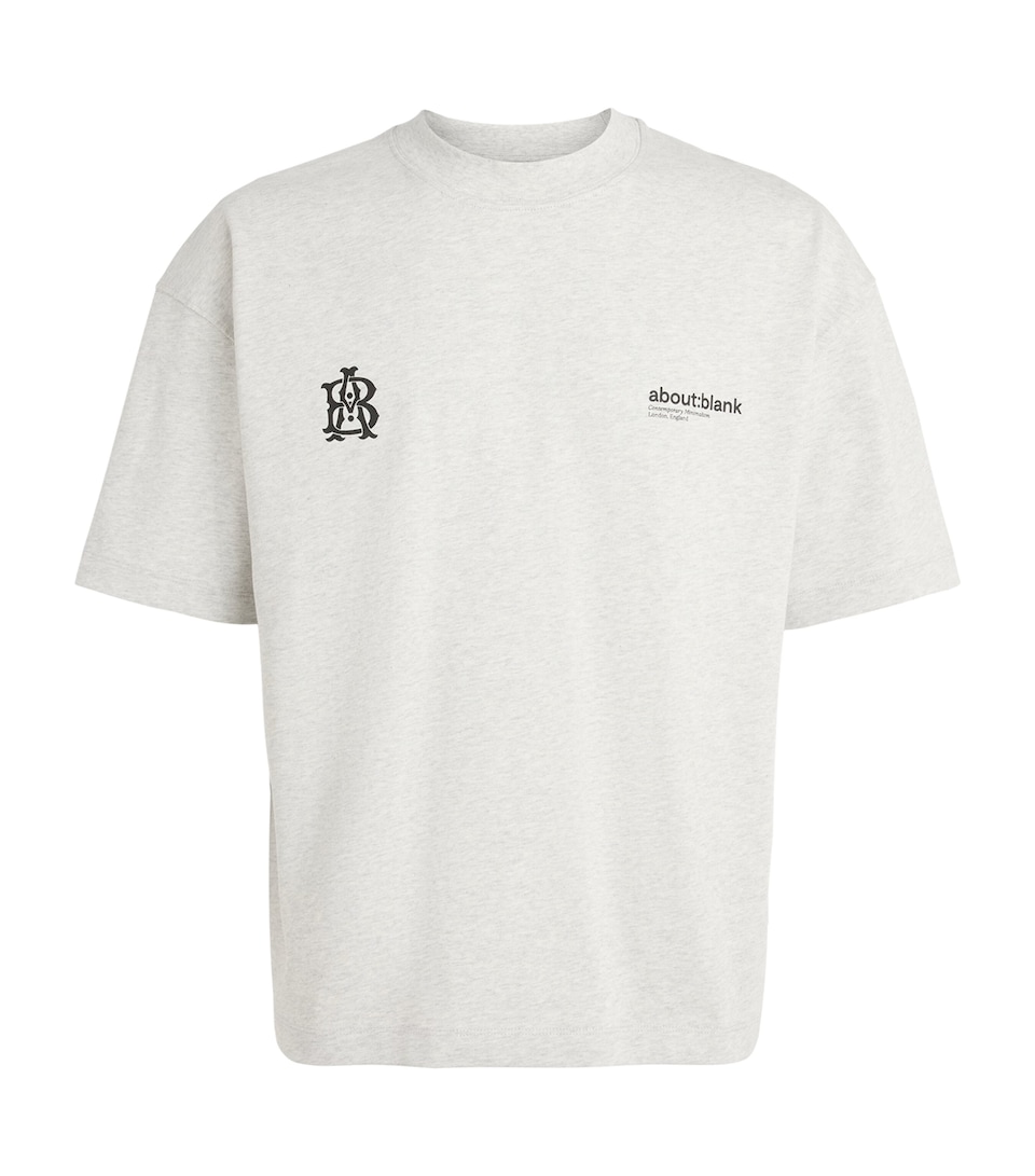 about:blank Mens Cotton Dual Logo T-Shirt Grey Marl/black