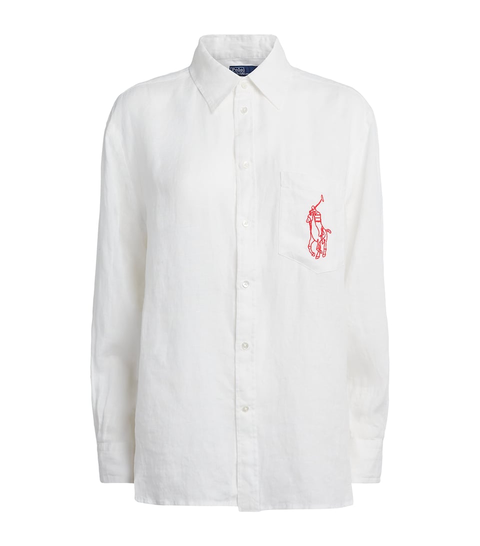 Polo Ralph Lauren Womens Linen Sport Shirt Classic Oxford White