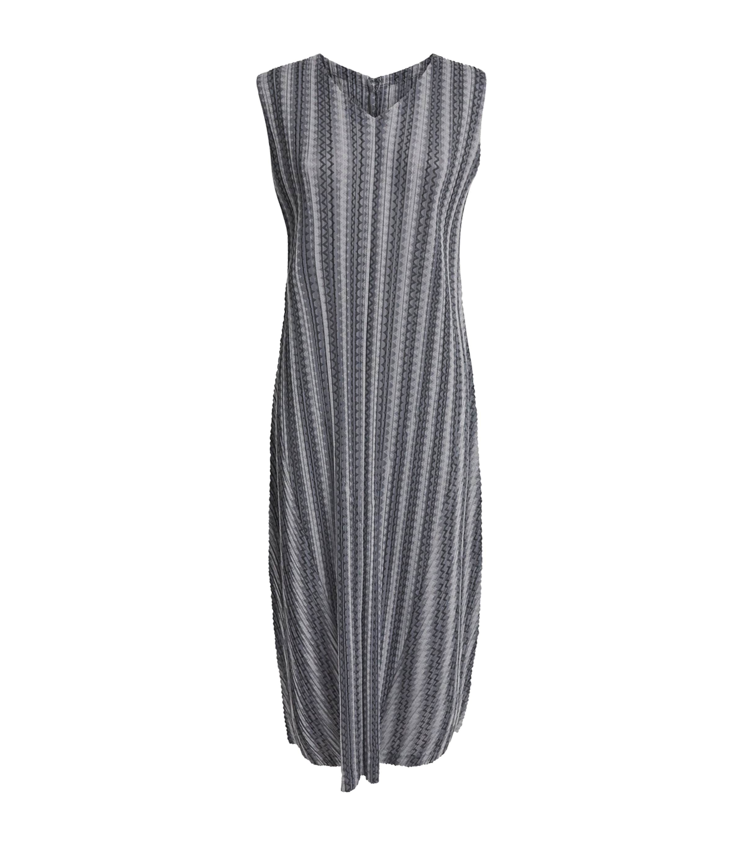Pleats Please Issey Miyake Womens Cotton-Blend Zigzag Midi Dress Grey