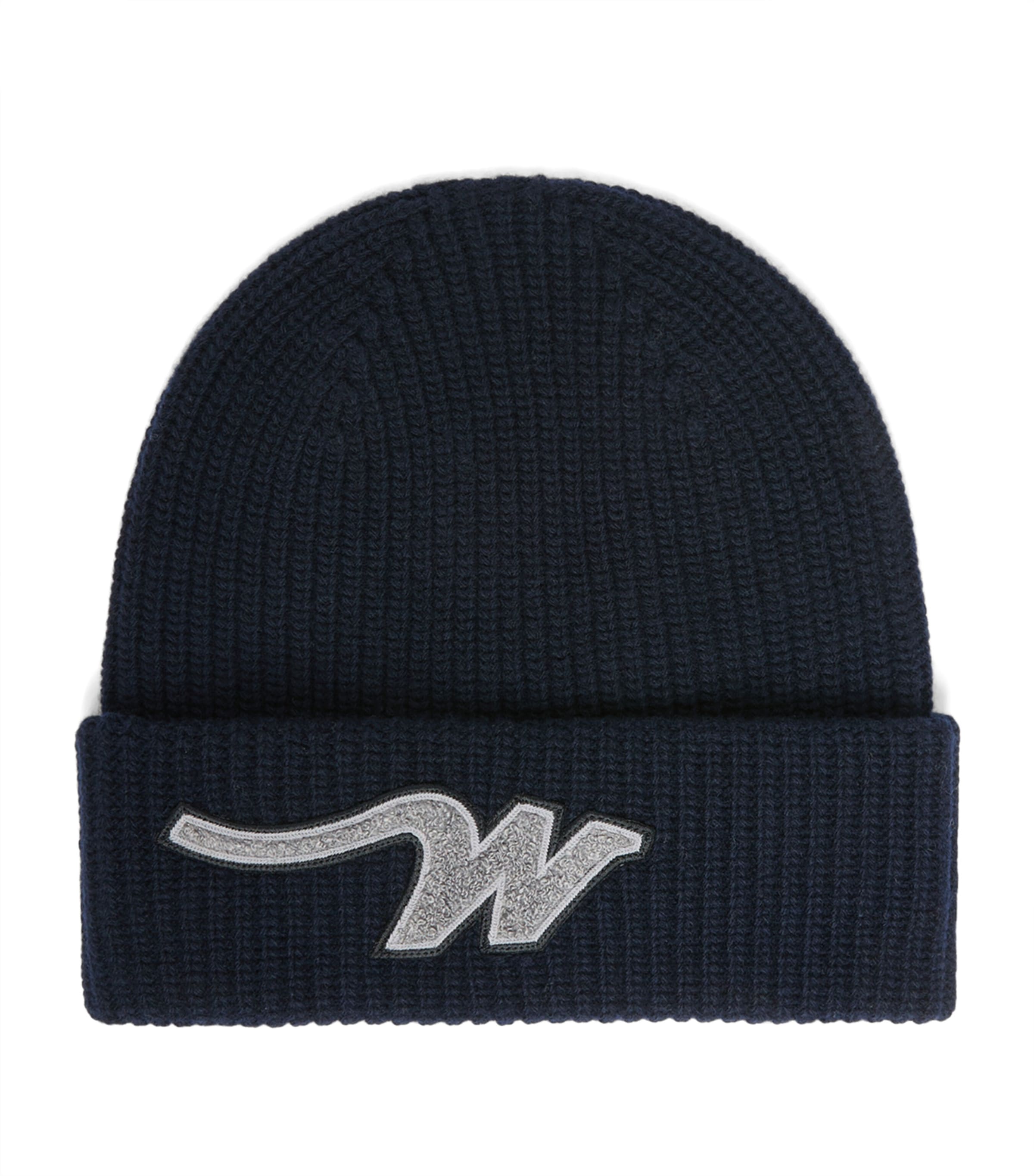 Weekend Max Mara Virgin Wool Initial Beanie Navy