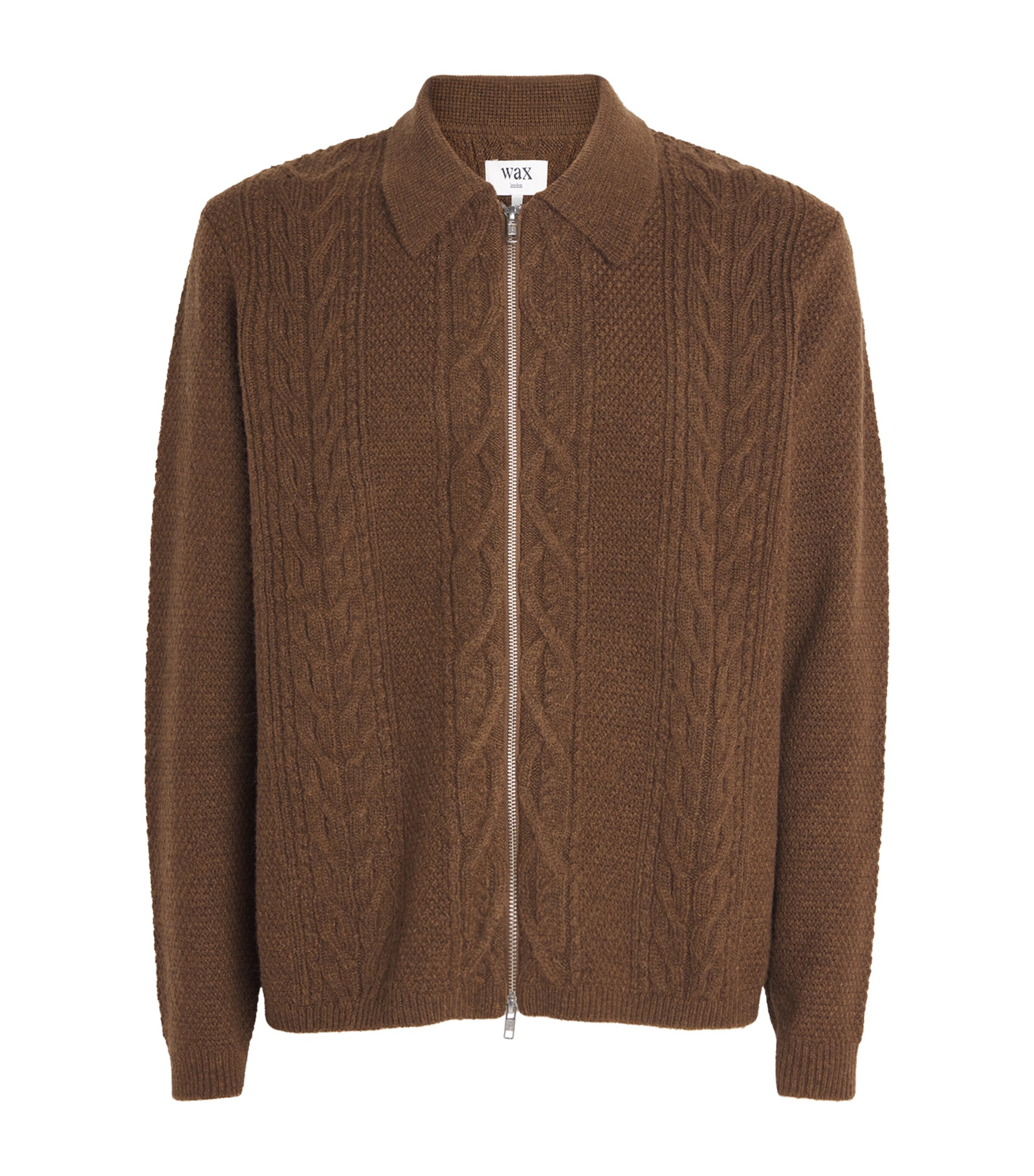 Cable-Knit Friar Zip-Up Cardigan